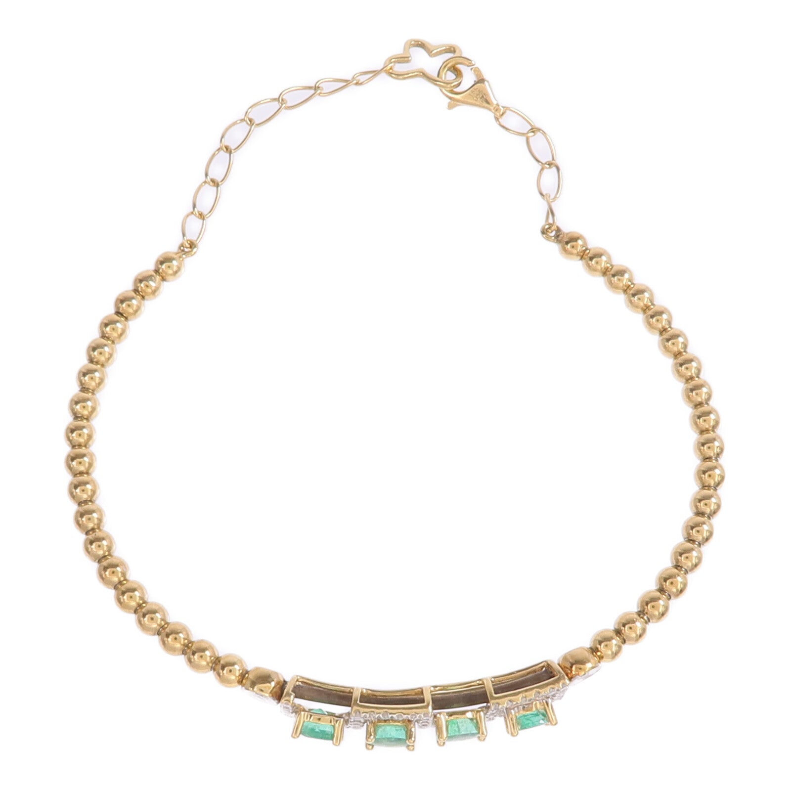 JEWELRY 18K黃金/白金Emerald Diamond Bracelet綠寶石/鑽石手鏈