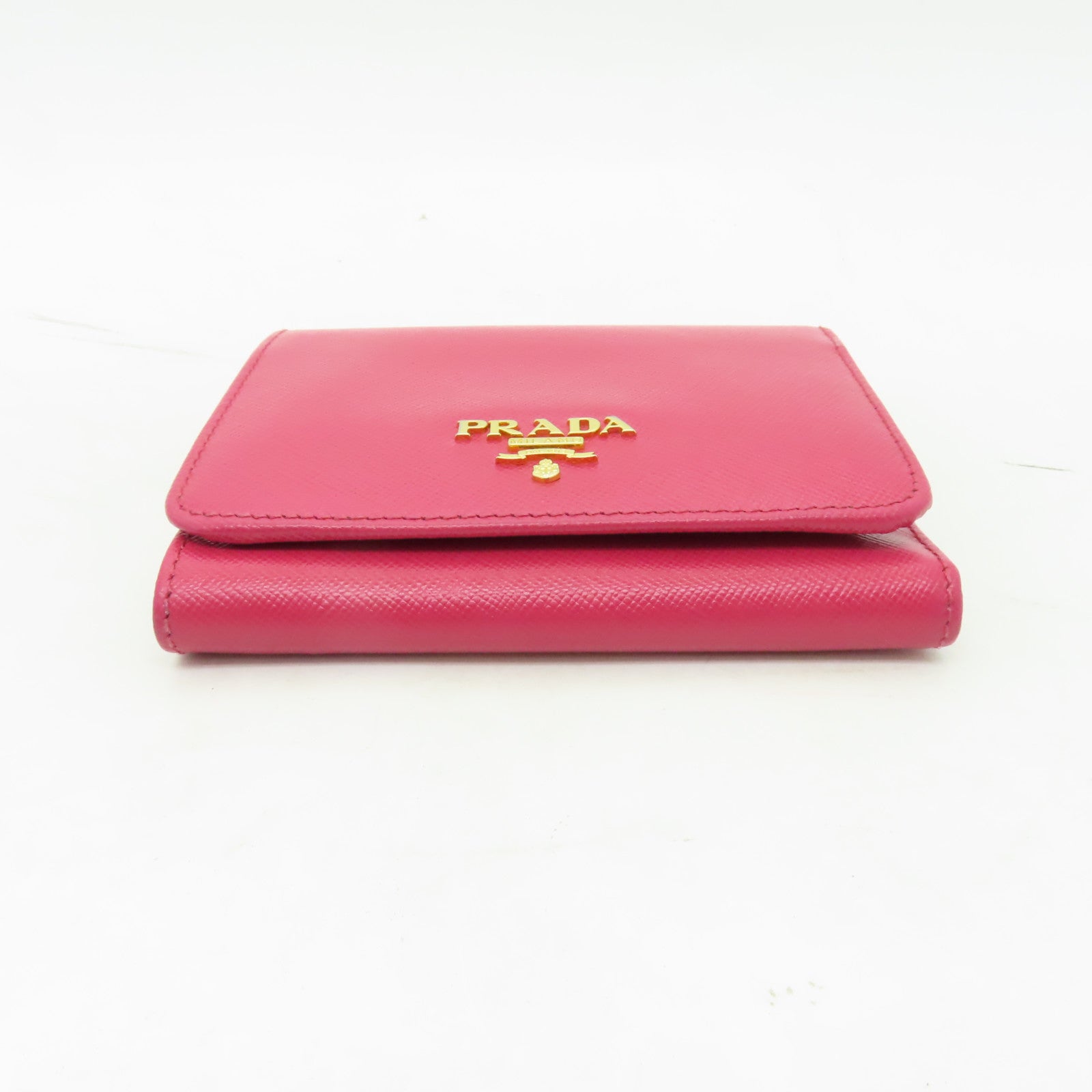 PRADA 【清倉大減價】牛皮皮革Wallet金扣錢包粉紅色