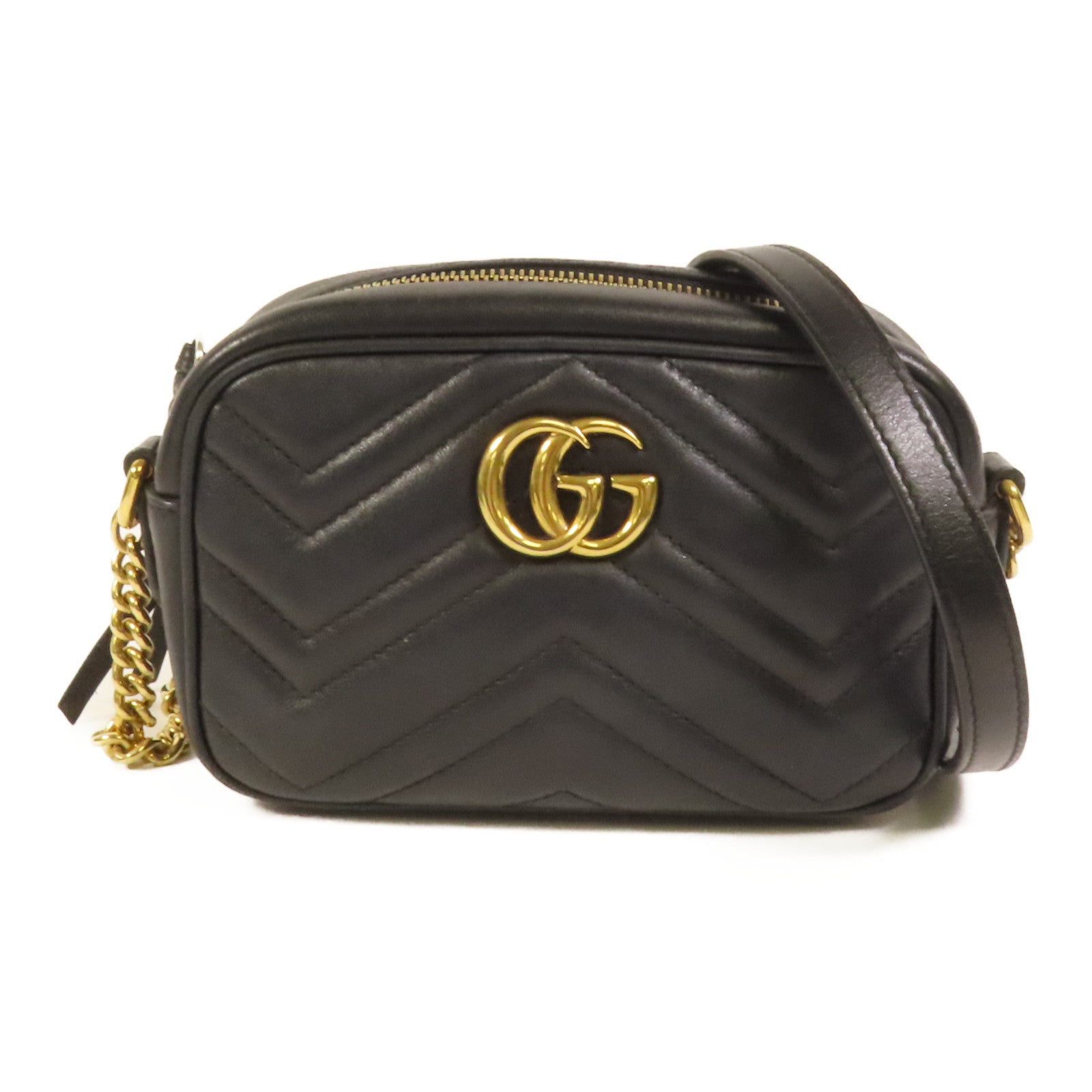 GUCCI 牛皮皮革GG Marmont Mini金扣肩背袋