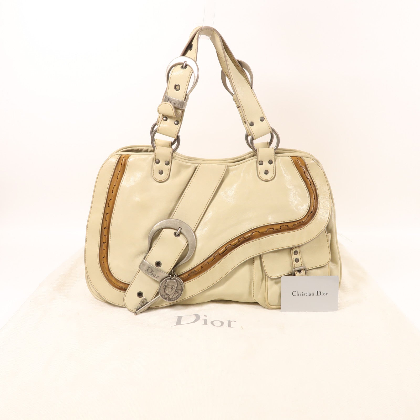 Dior 牛皮皮革Gaucho銀扣手挽袋