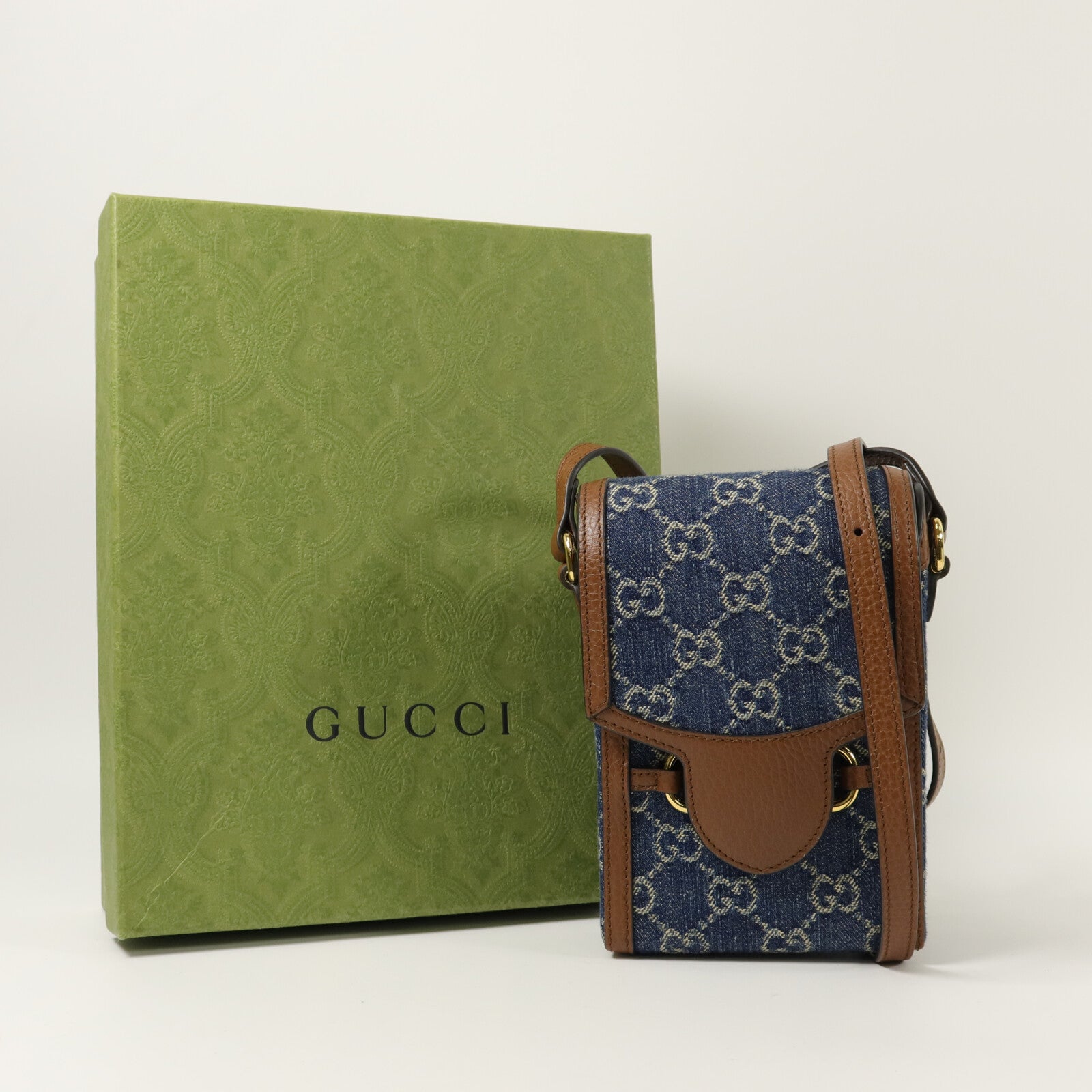 GUCCI 牛仔布1955 Horsebit Mini肩背袋