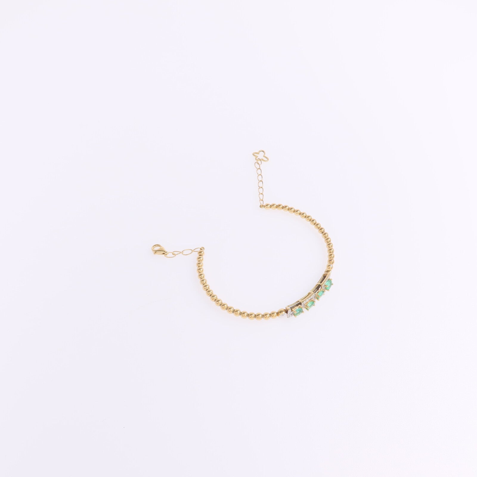 JEWELRY 18K黃金/白金Emerald Diamond Bracelet綠寶石/鑽石手鏈