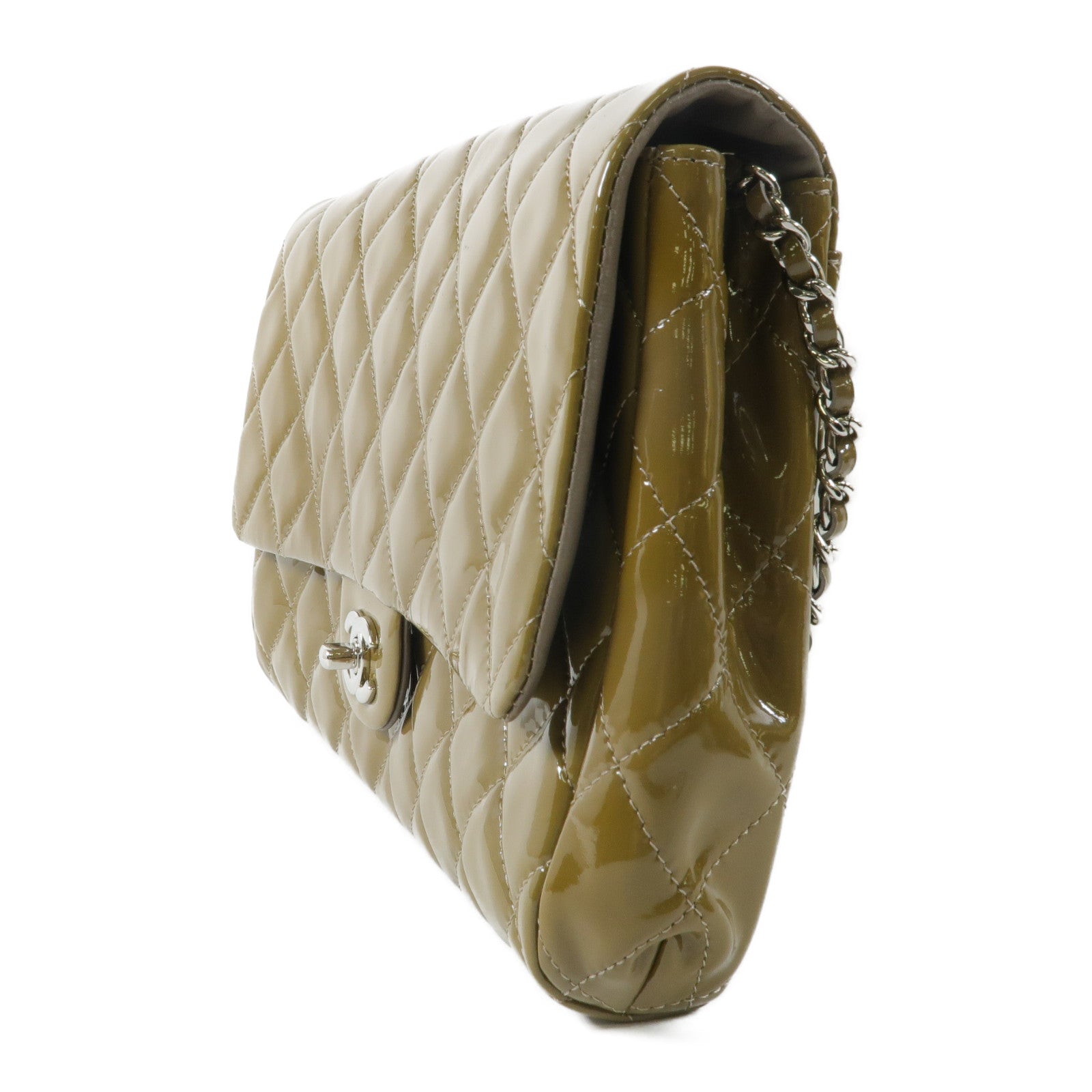 CHANEL 漆皮皮革Shoulder Bag銀扣鏈帶肩背袋