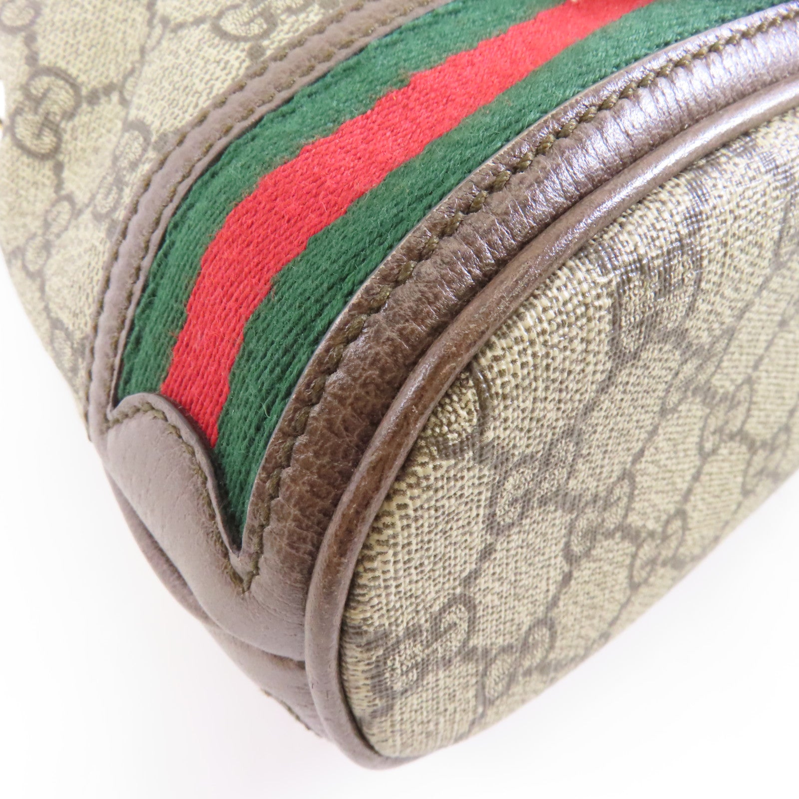 GUCCI 塗層帆布/皮革GG Ophidia Bucket Bag金扣手挽肩背兩用袋啡色