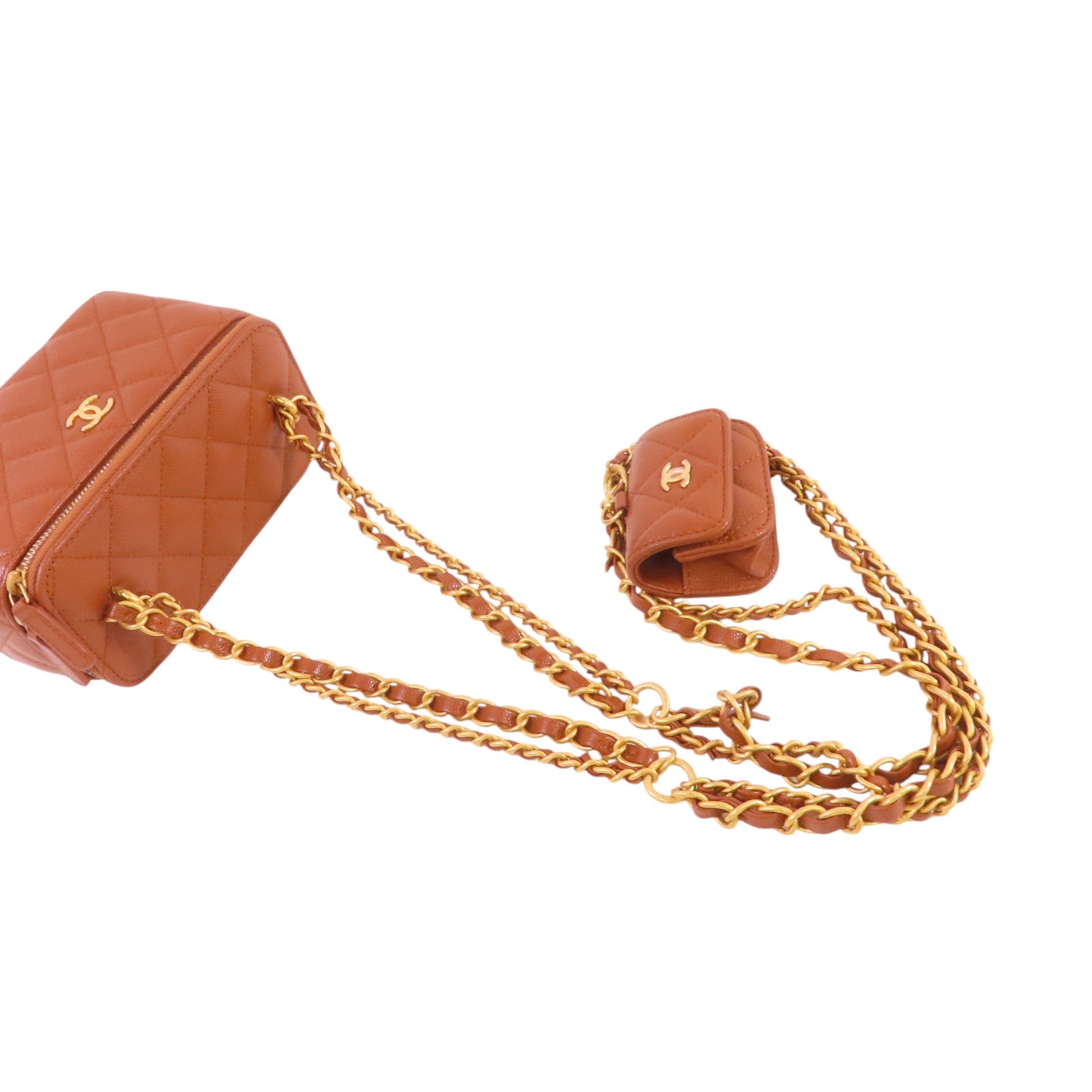 CHANEL 牛皮皮革Vanity Bag金扣鏈帶肩背袋