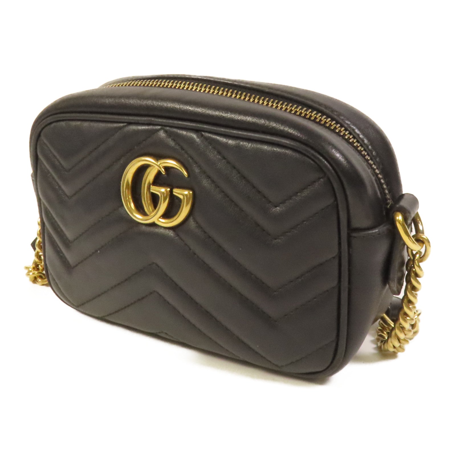 GUCCI 牛皮皮革GG Marmont Mini金扣肩背袋