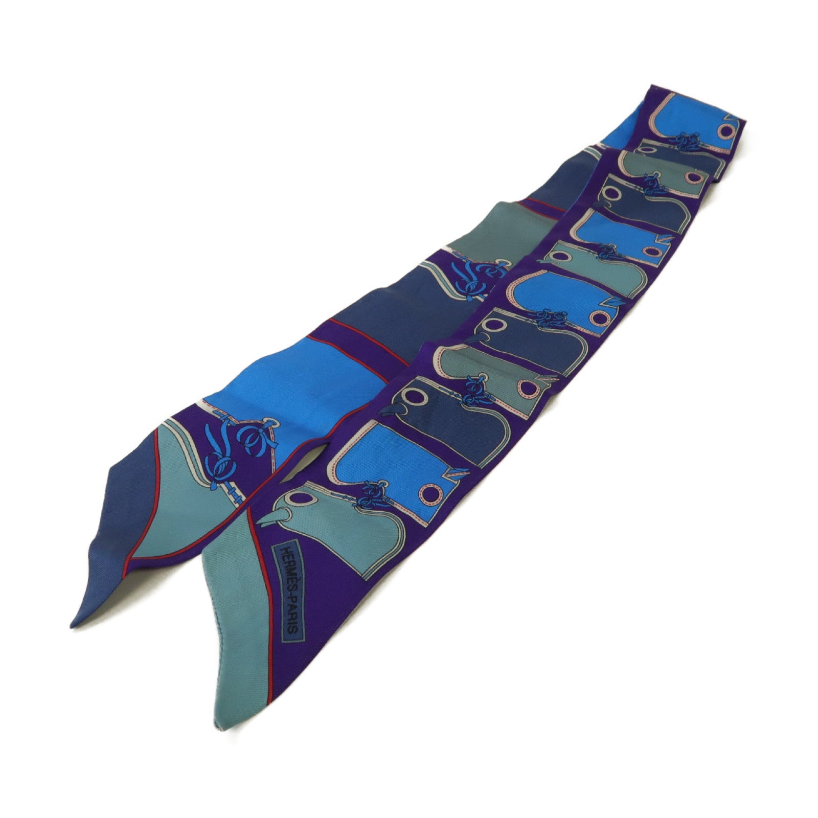 HERMES 【激減優惠】絲質Twilly絲巾藍色/紫色