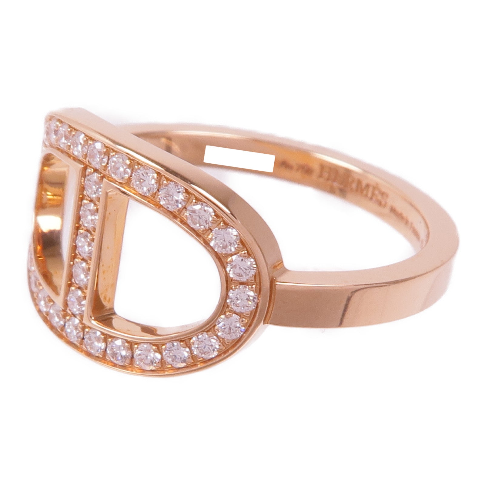HERMES 18K玫瑰金Bague Chaine d'ancre Ring鑽石戒指Hermes#52/US#6