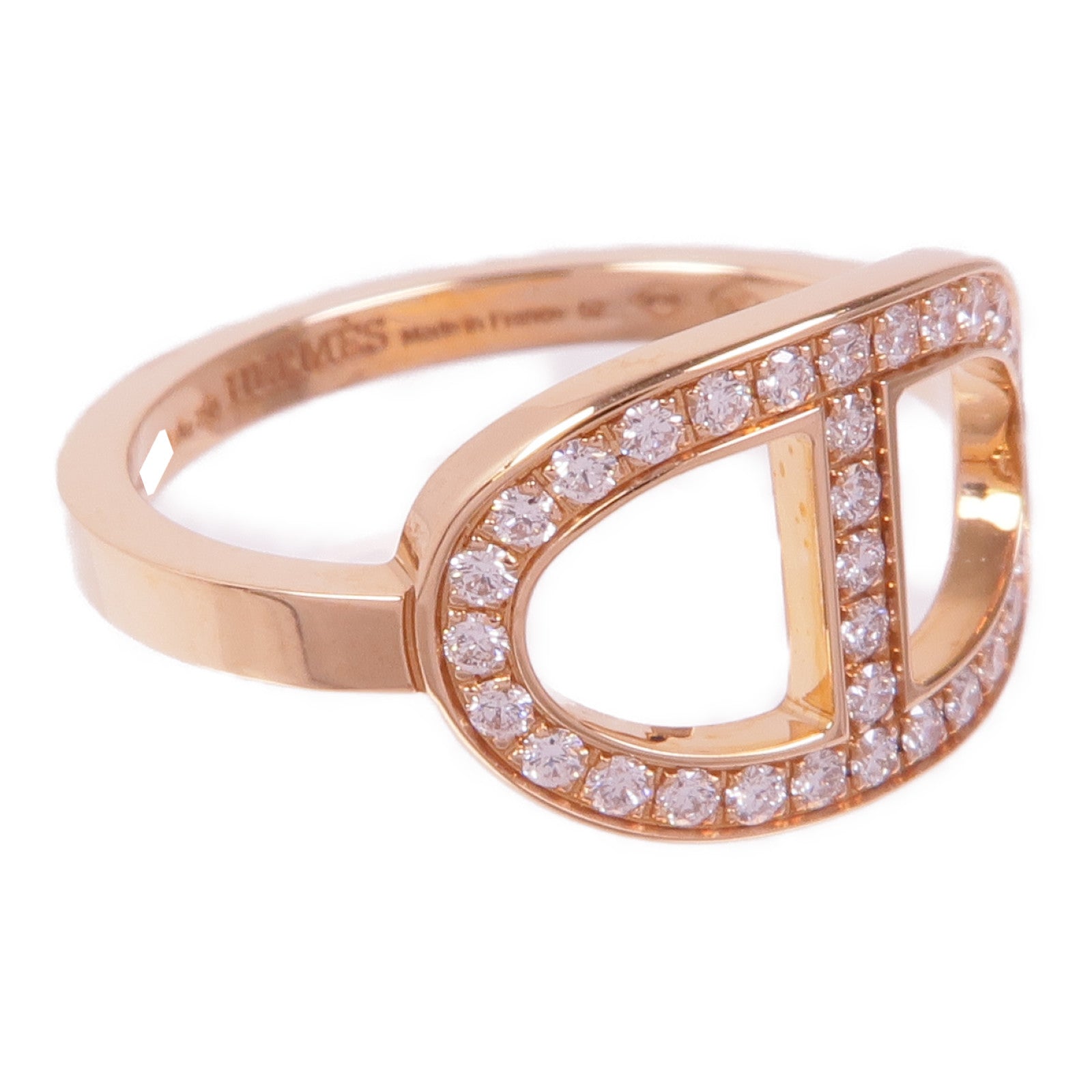 HERMES 18K玫瑰金Bague Chaine d'ancre Ring鑽石戒指Hermes#52/US#6
