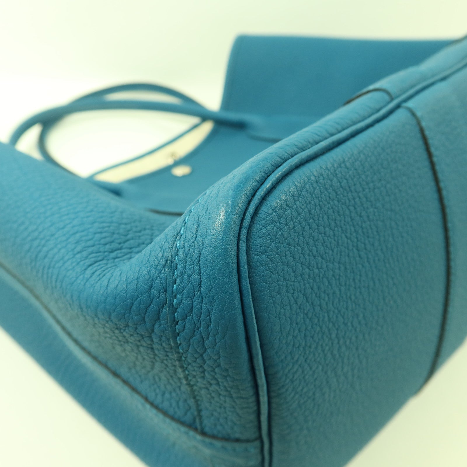 HERMES Negonda皮革Garden Party PM銀扣手挽袋Bleu Izmir