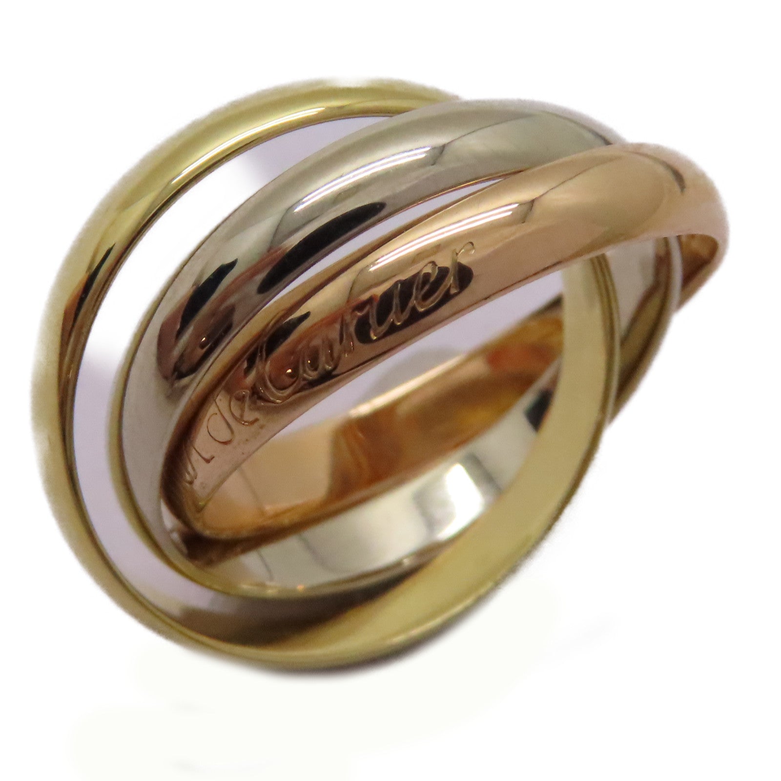 CARTIER 18K黃金/白金/玫瑰金Trinity Ring戒指US#6/Cartier#52