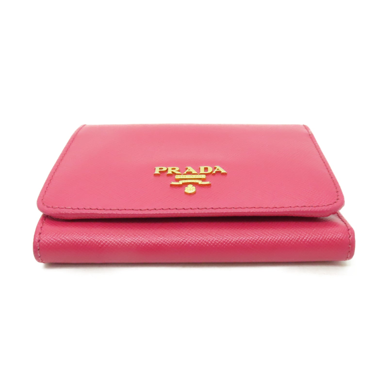 PRADA 【清倉大減價】牛皮皮革Wallet金扣錢包粉紅色