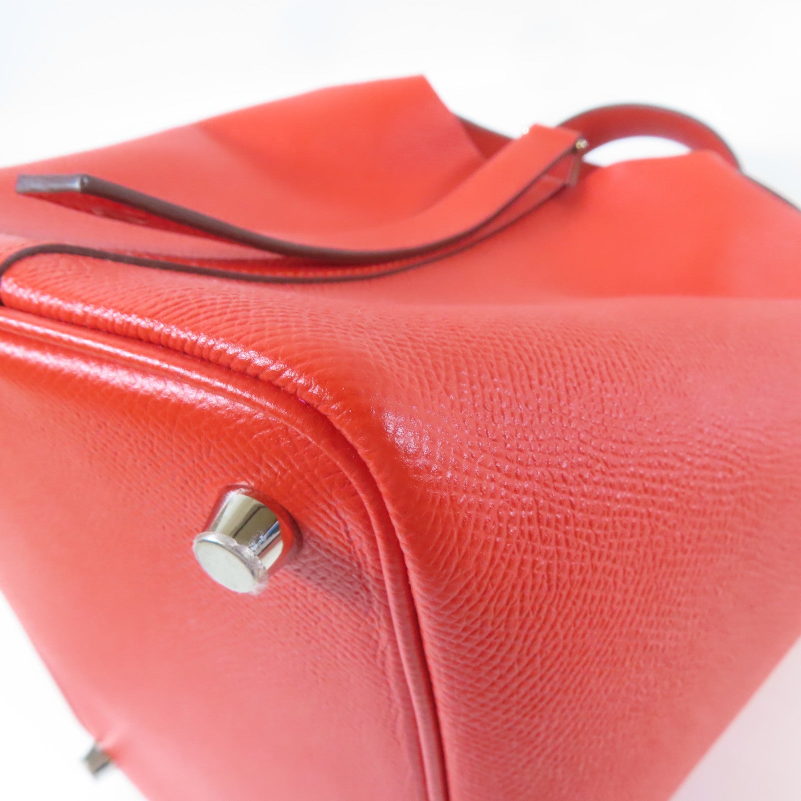 HERMES Epsom皮革Picotin PM Bucket Tote Bag銀扣手挽袋紅色