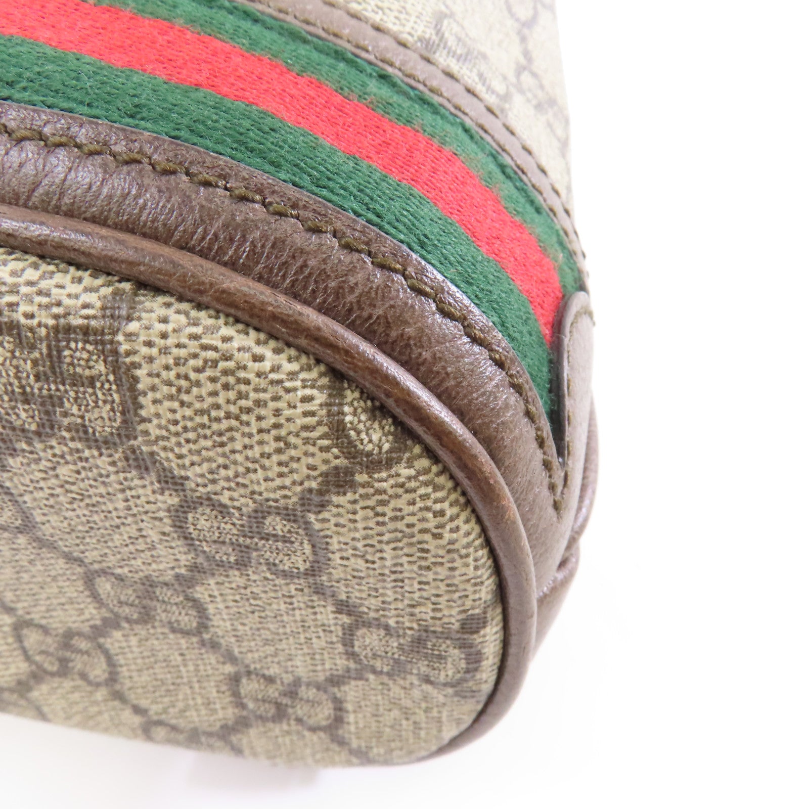 GUCCI 塗層帆布/皮革GG Ophidia Bucket Bag金扣手挽肩背兩用袋啡色