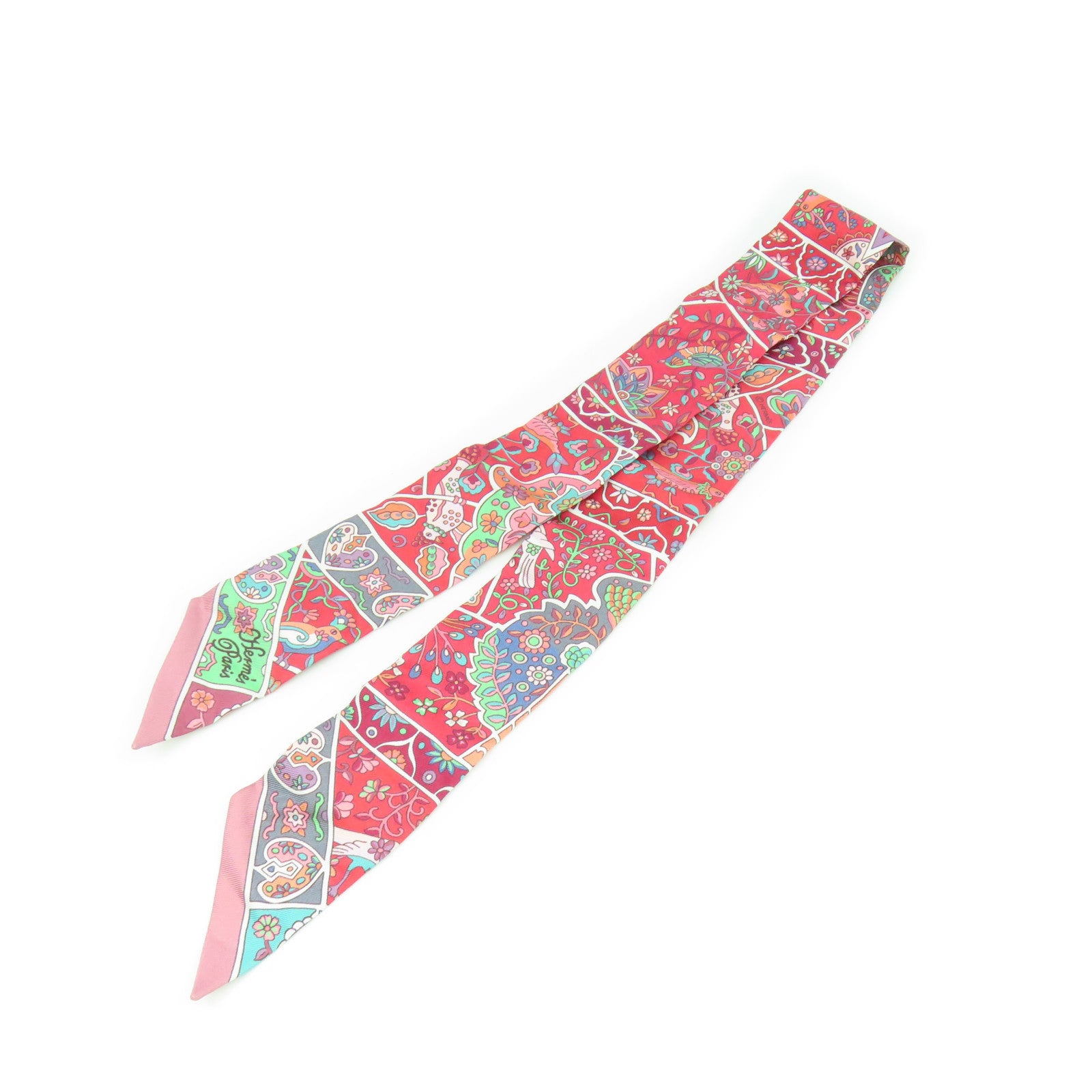 HERMES 【激減優惠】絲質Twilly Scarf絲巾紅色