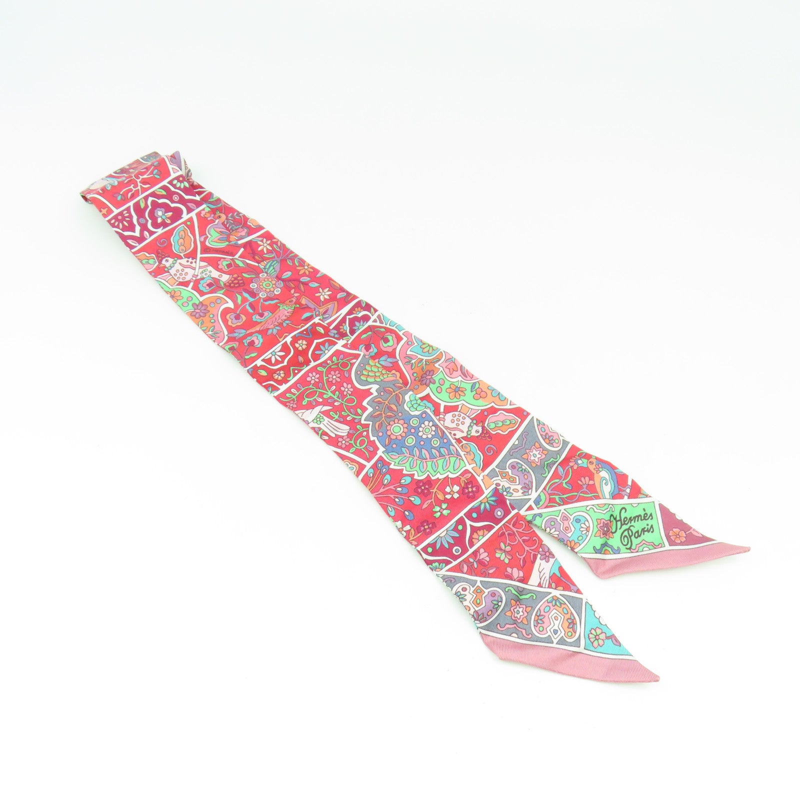HERMES 【激減優惠】絲質Twilly Scarf絲巾紅色