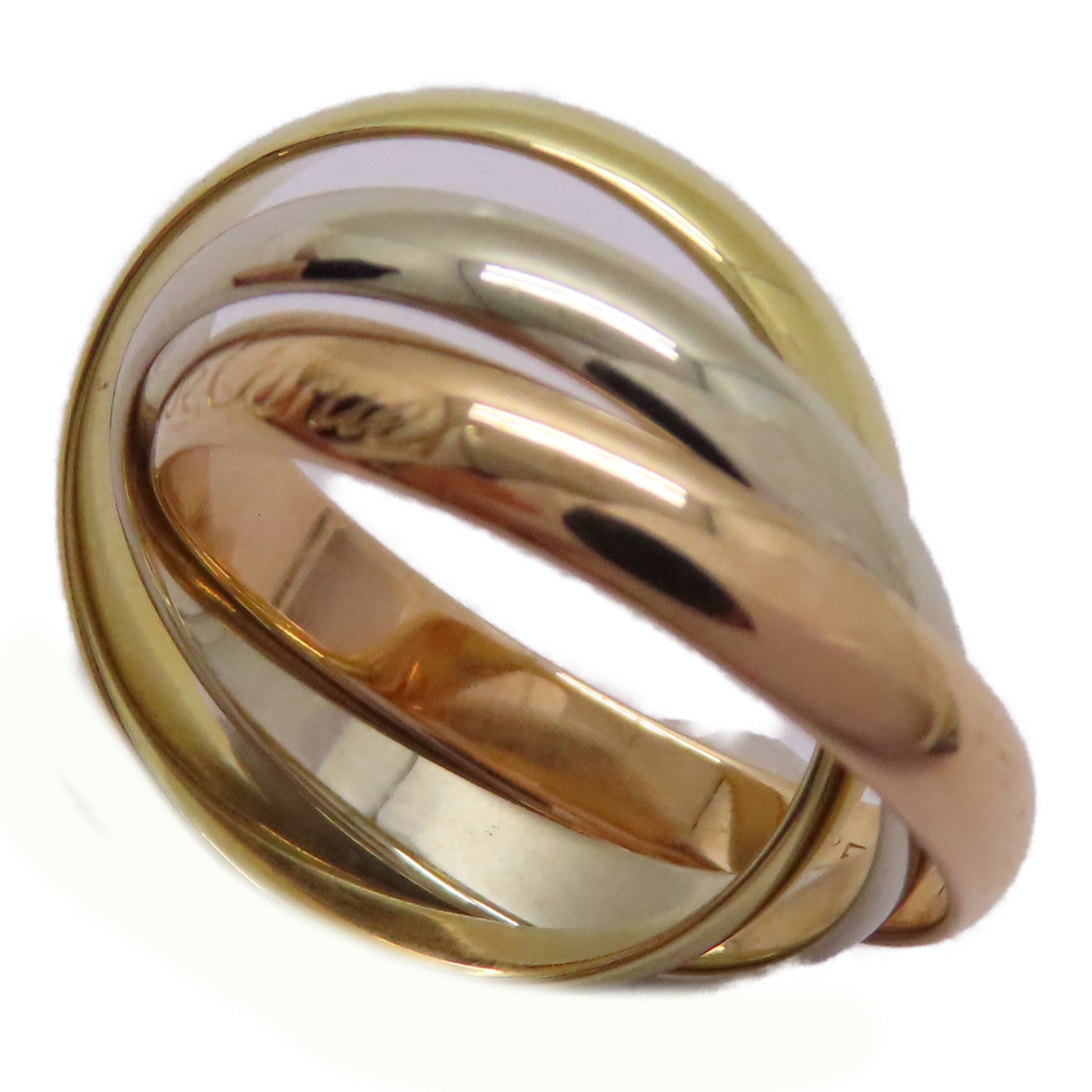 CARTIER 18K黃金/白金/玫瑰金Trinity Ring戒指US#6/Cartier#52