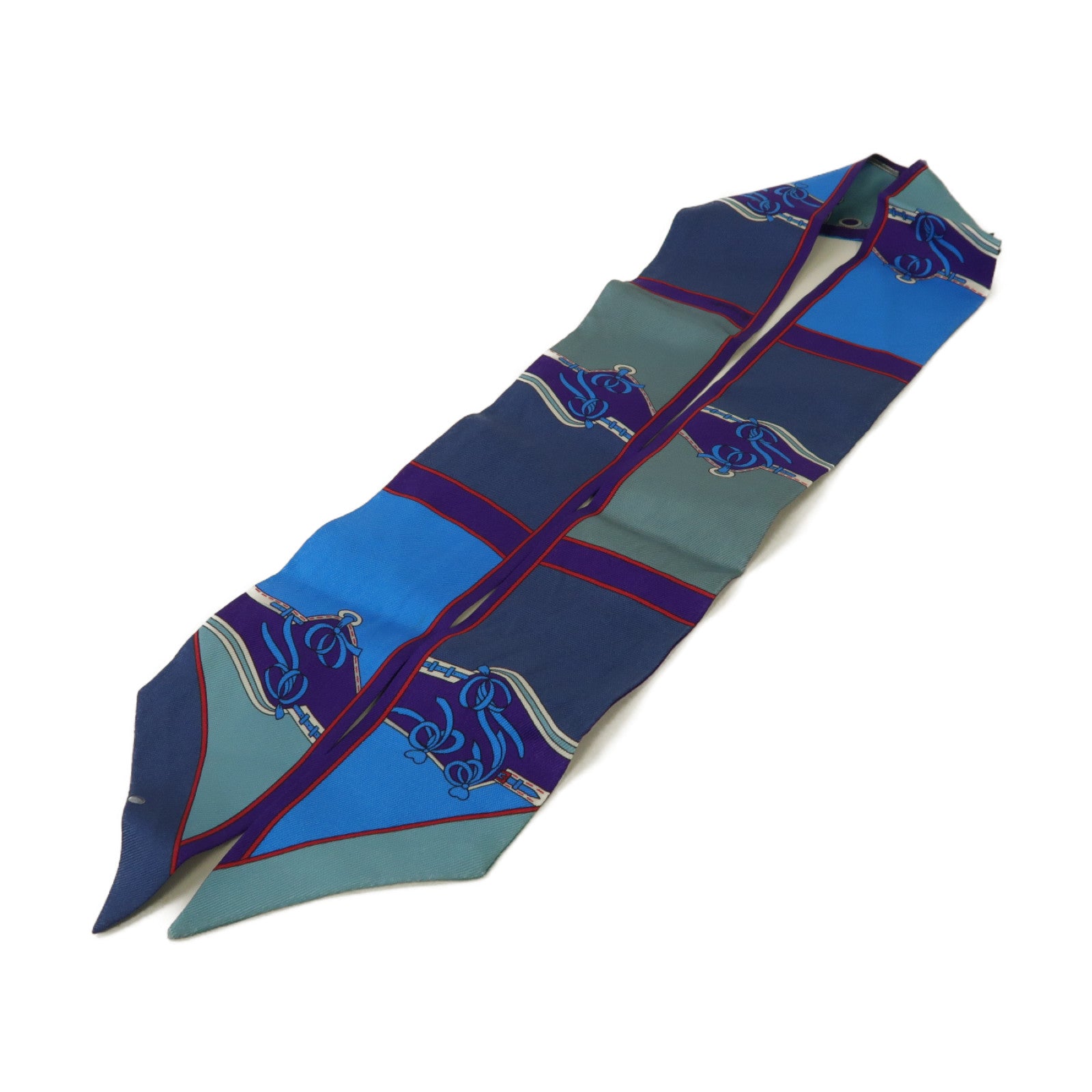 HERMES 【激減優惠】絲質Twilly絲巾藍色/紫色