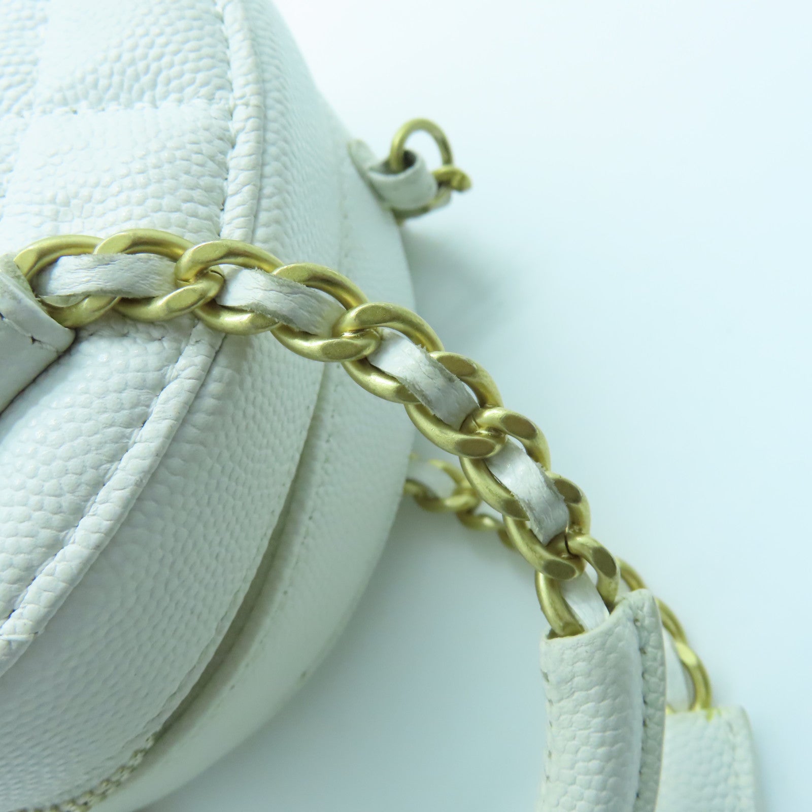 CHANEL 牛皮皮革2way Shoulder Bag金扣手挽肩背两用袋白色