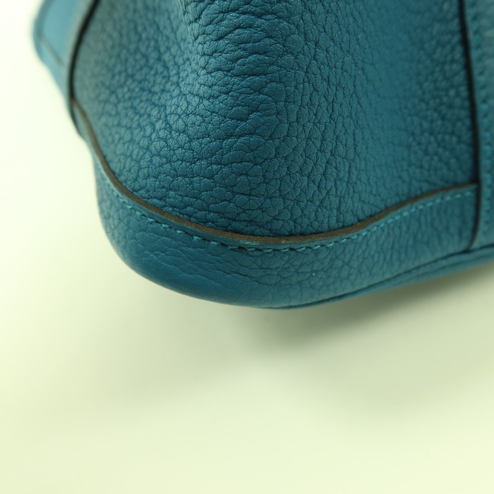HERMES Negonda皮革Garden Party PM銀扣手挽袋Bleu Izmir