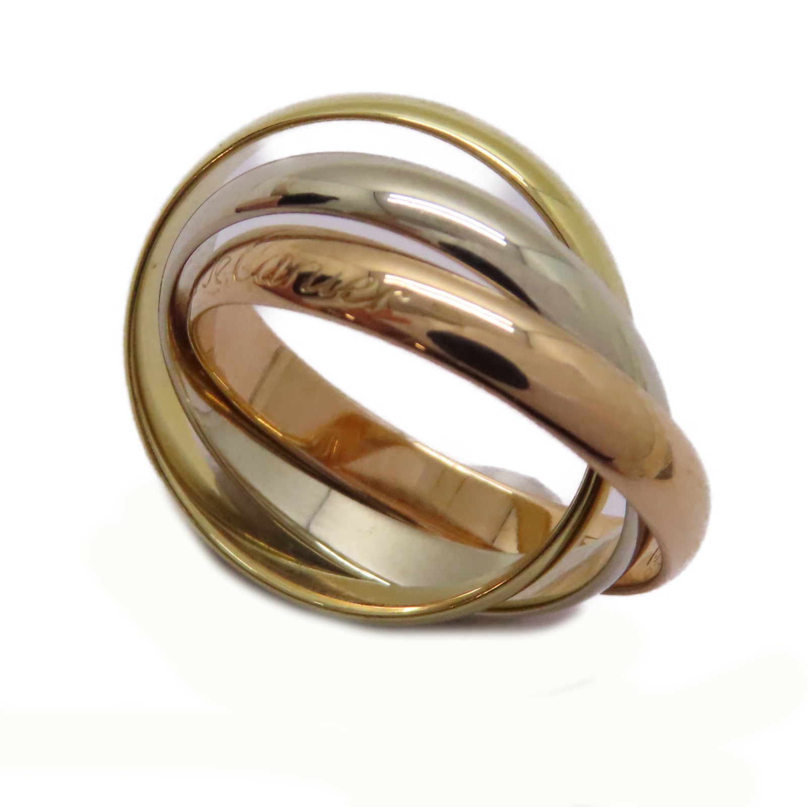 CARTIER 18K黃金/白金/玫瑰金Trinity Ring戒指US#6/Cartier#52