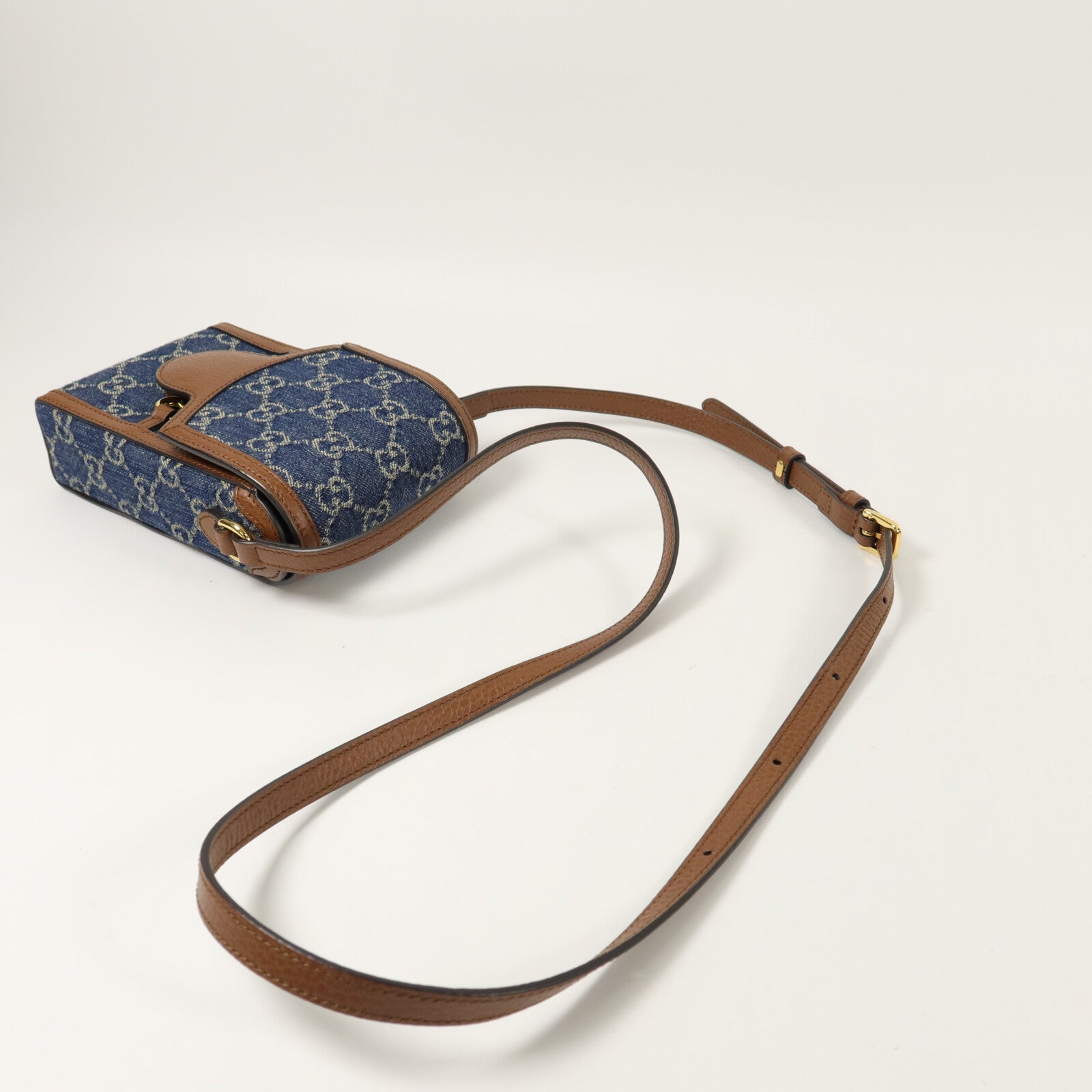 GUCCI 牛仔布1955 Horsebit Mini肩背袋
