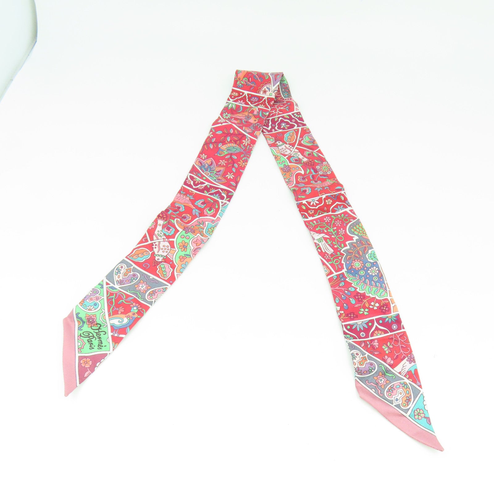 HERMES 【激減優惠】絲質Twilly Scarf絲巾紅色