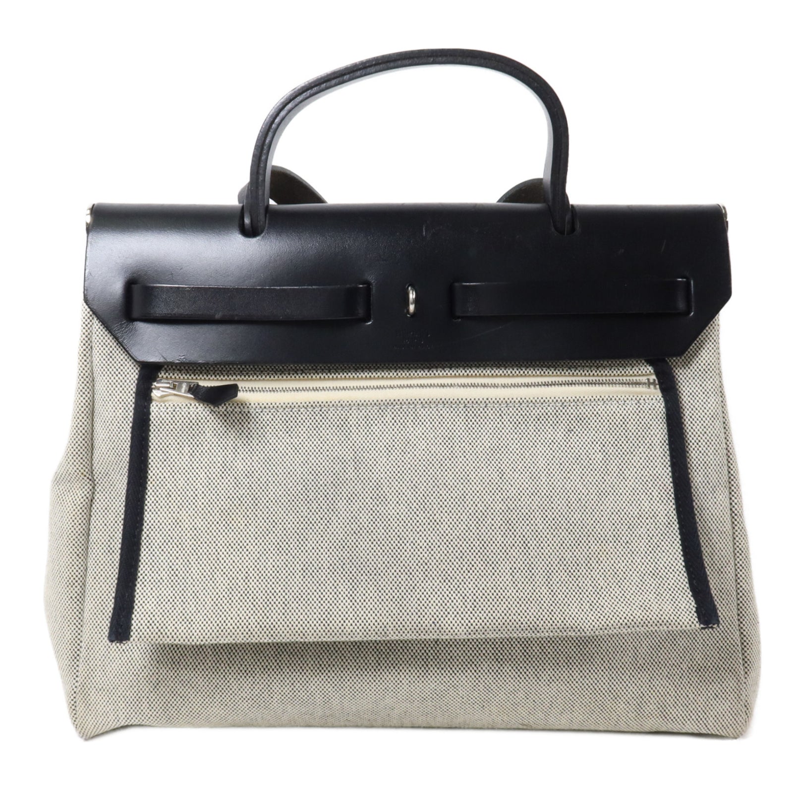 HERMES 帆布Herbag Zip Pegasus Pop PM手挽肩背兩用袋Ecru/Beige