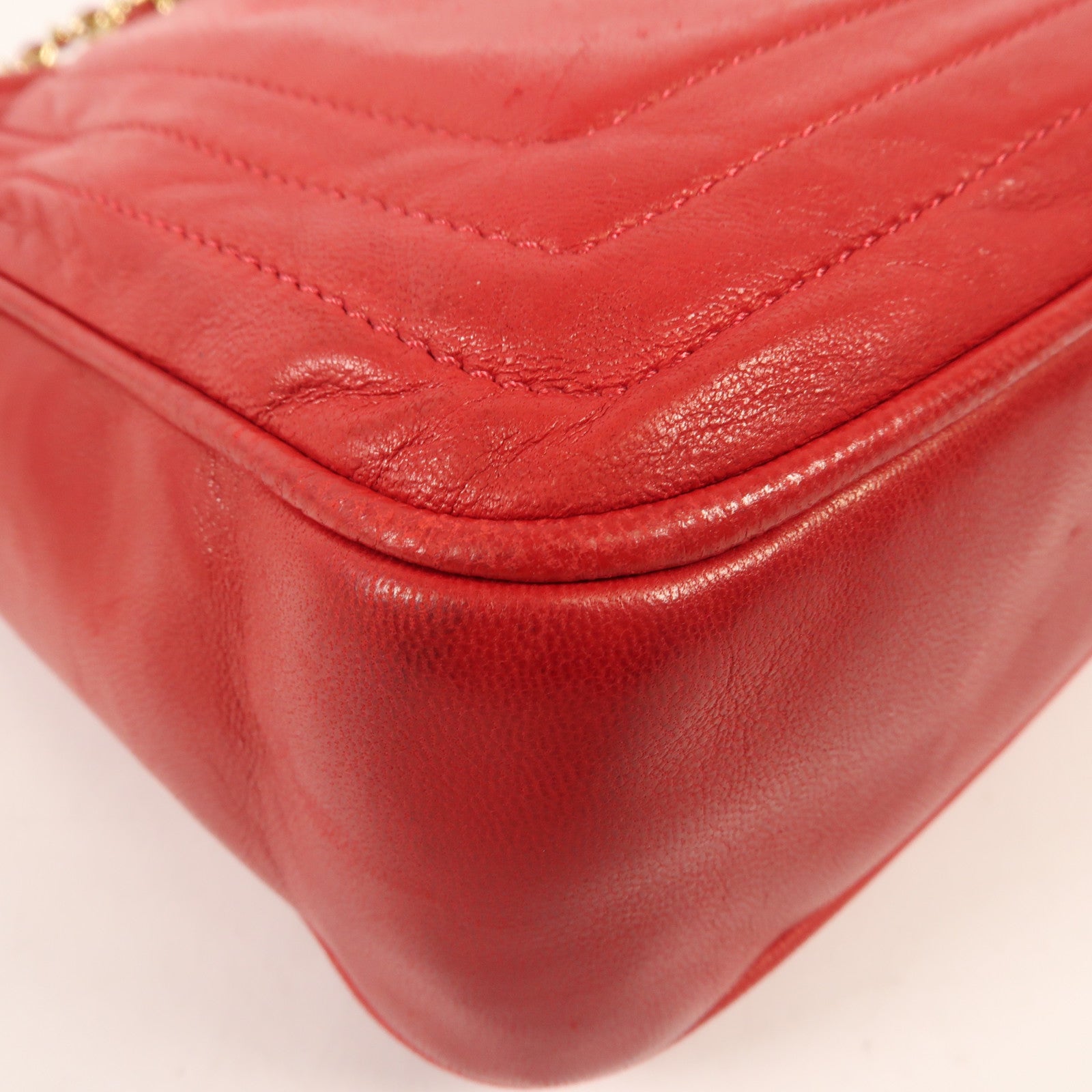 CHANEL 羊皮皮革Chain Shoulder金扣鏈帶肩背袋