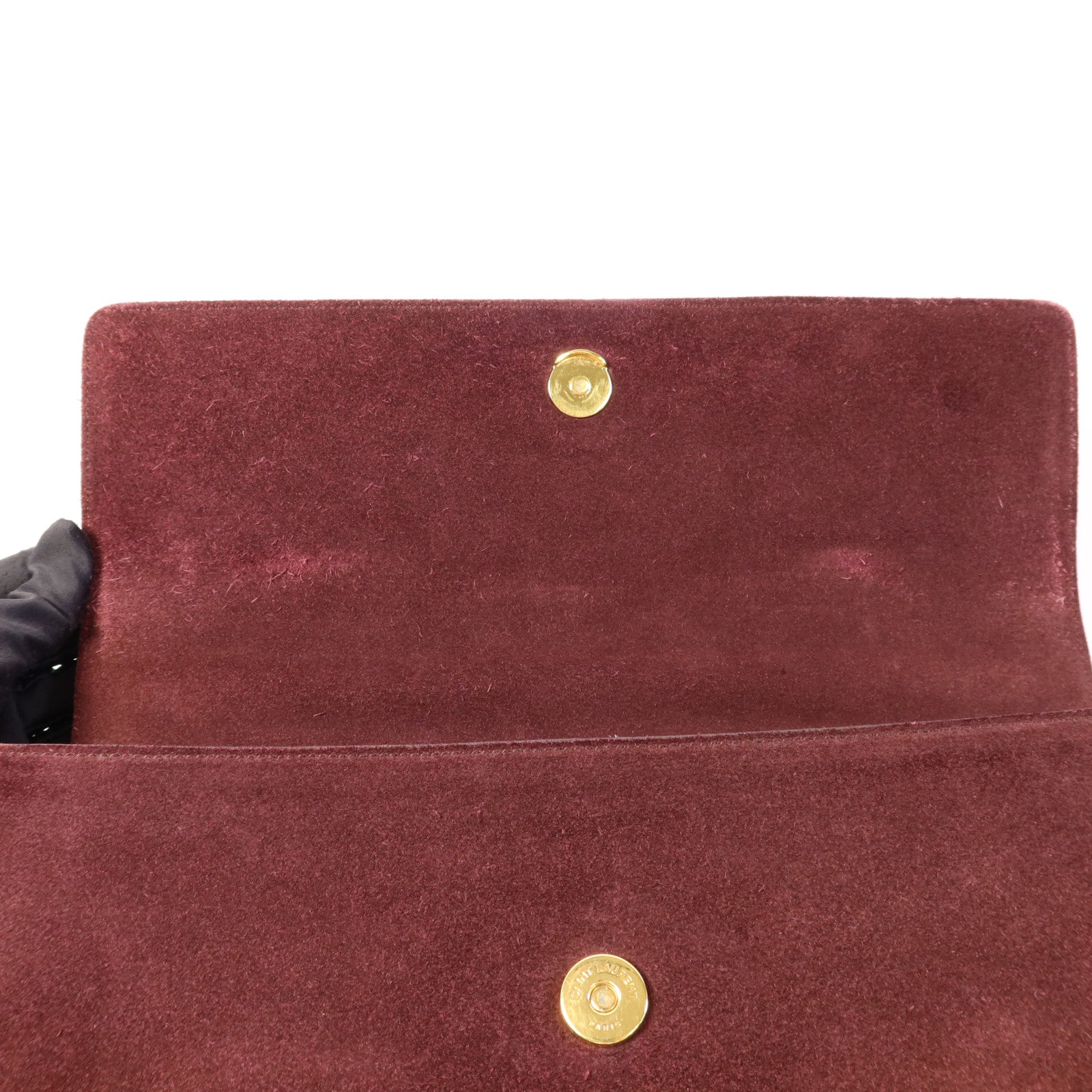 SAINT LAURENT 絨布/牛皮皮革2 Way Shoulder Bag金扣手挽肩背兩用袋