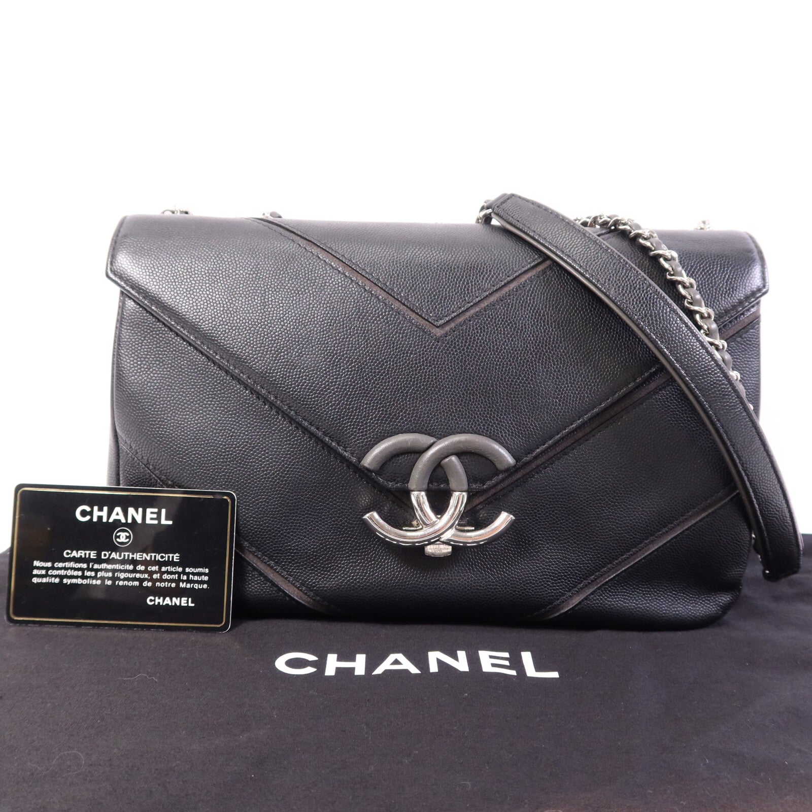 CHANEL 【激減優惠】牛皮皮革Shoulder Bag銀扣鏈帶肩背袋