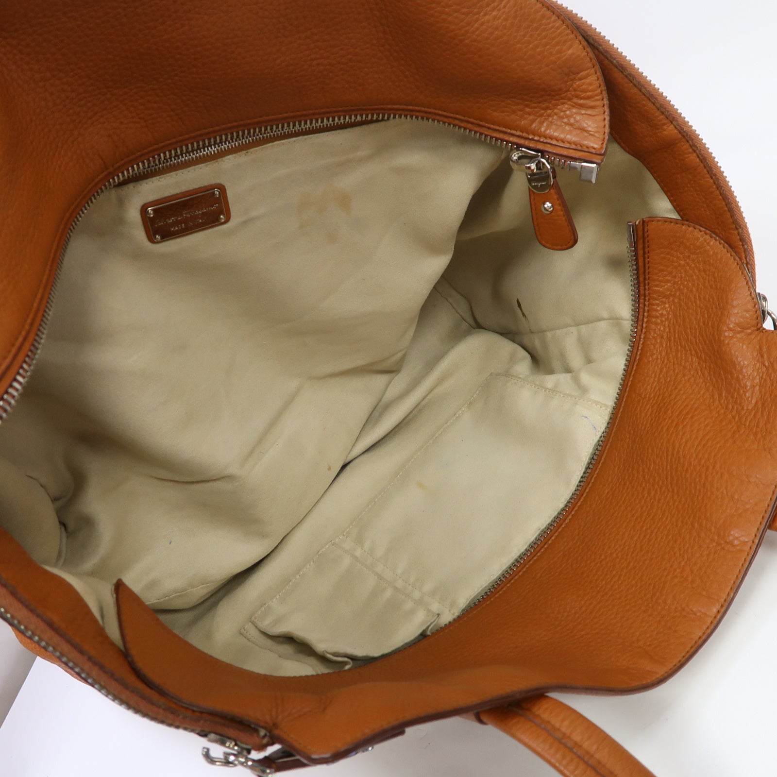 Salvatore Ferragamo 牛皮皮革Tote Bag銀扣手挽袋啡色