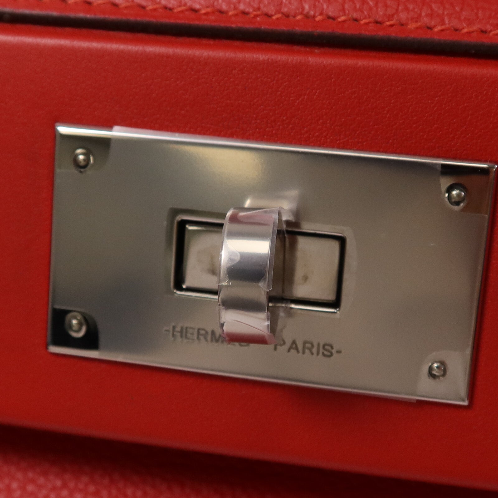 HERMES Evercolor/Swift皮革24/24 Mini銀扣手挽肩背兩用袋Rouge Piment