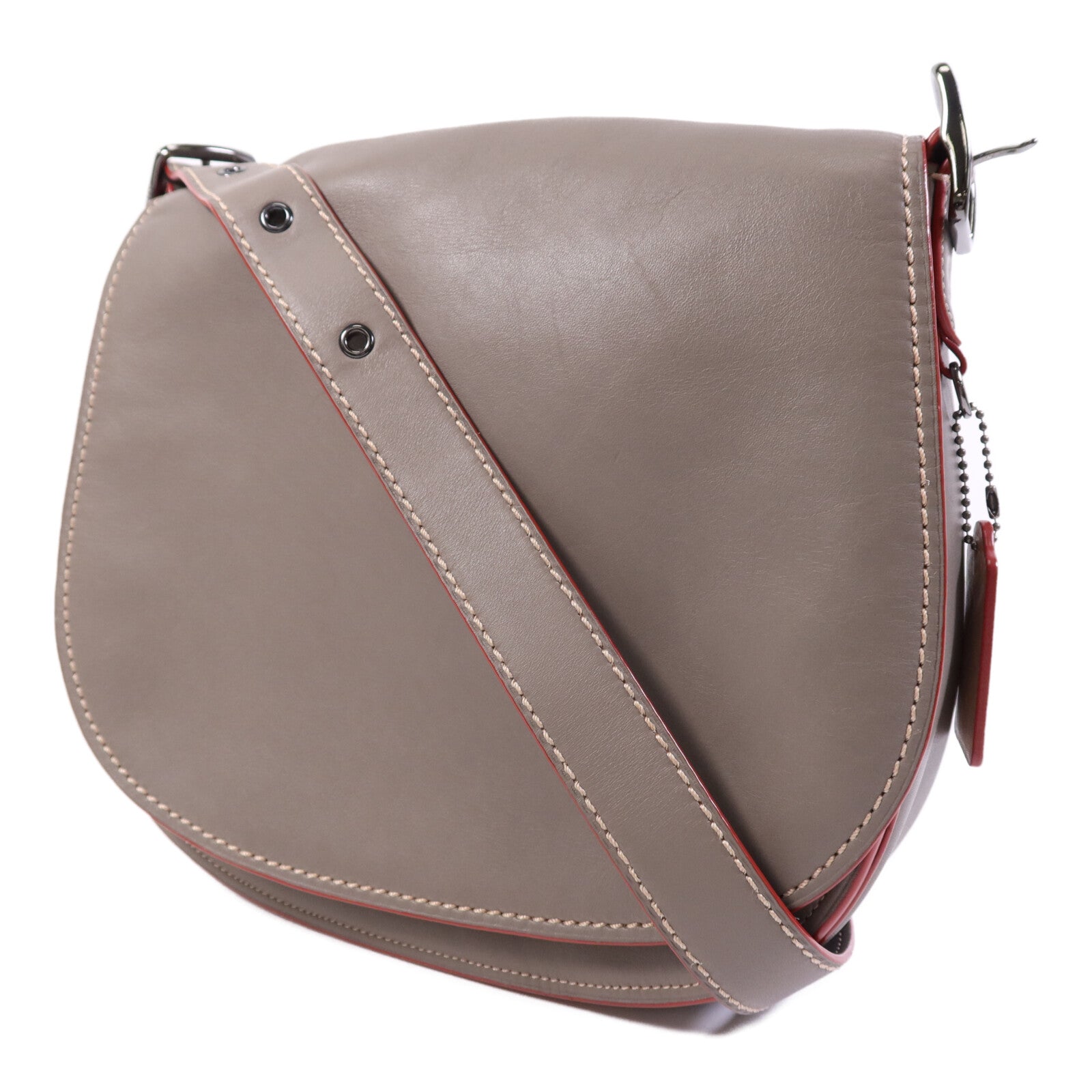 COACH 牛皮皮革Shoulder Bag銀扣肩背袋