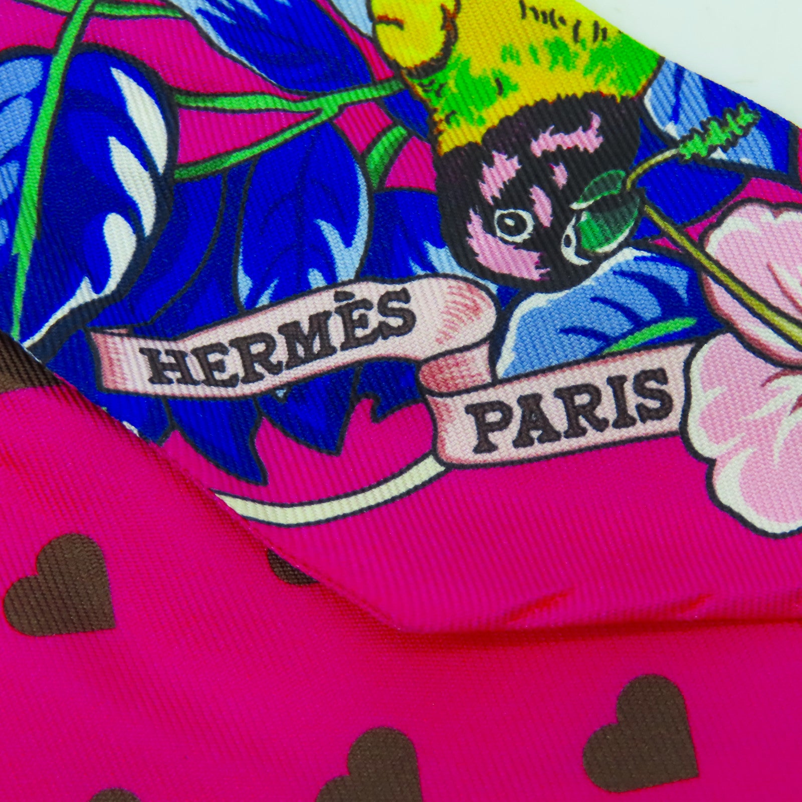 HERMES 【激減優惠】絲質Twilly絲巾粉紅色/金色