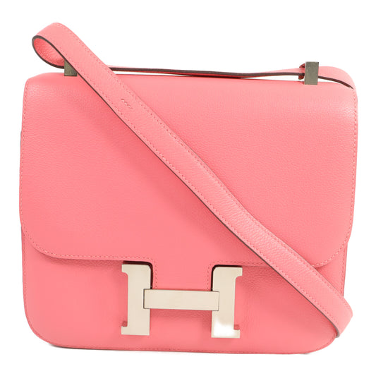HERMES Evercolor皮革Constance 24肩背袋Rose Azalee
