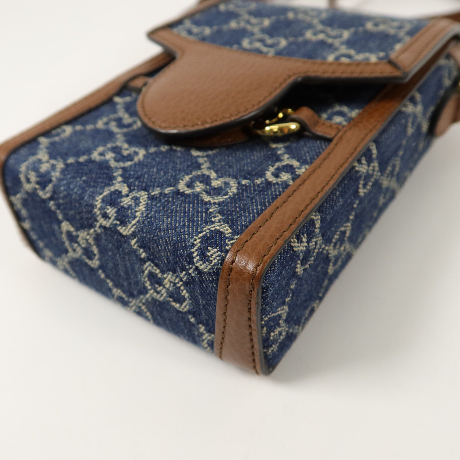 GUCCI 牛仔布1955 Horsebit Mini肩背袋