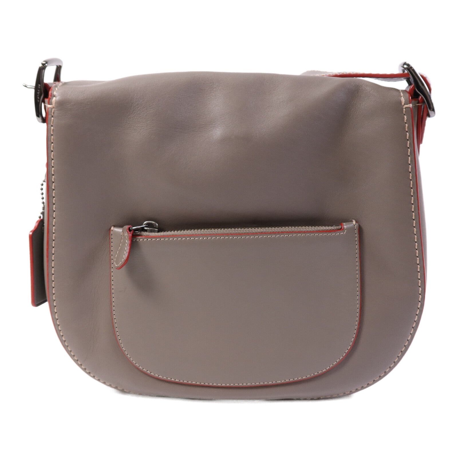 COACH 牛皮皮革Shoulder Bag銀扣肩背袋