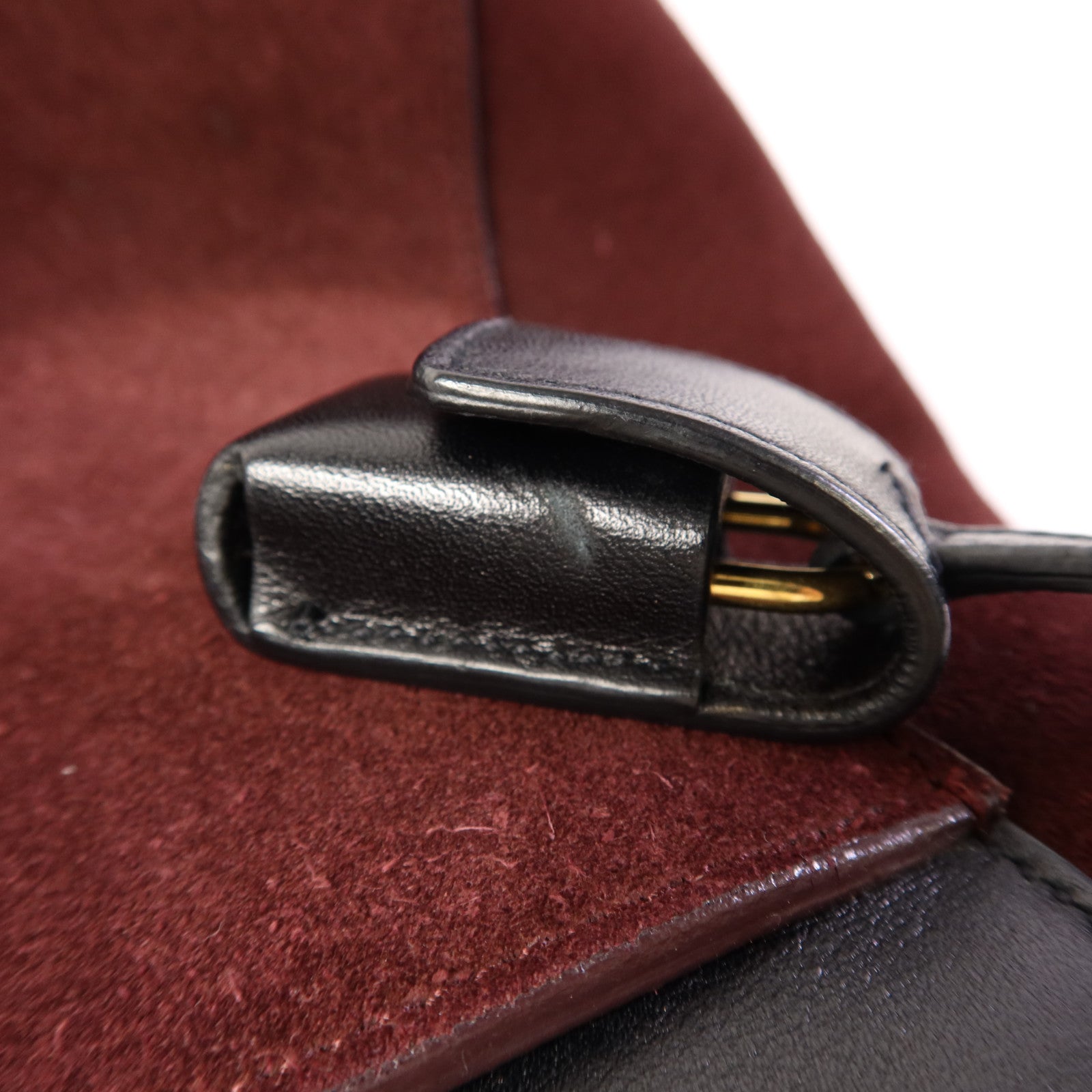 SAINT LAURENT 絨布/牛皮皮革2 Way Shoulder Bag金扣手挽肩背兩用袋