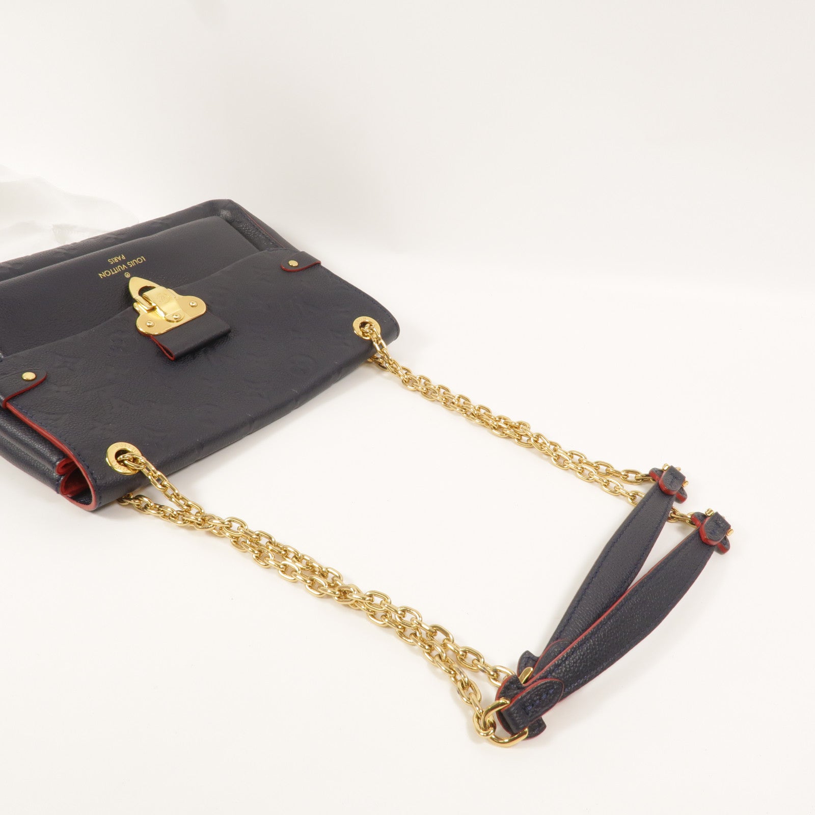 LOUIS VUITTON Monogram Empreinte Vavin PM肩背袋深藍色