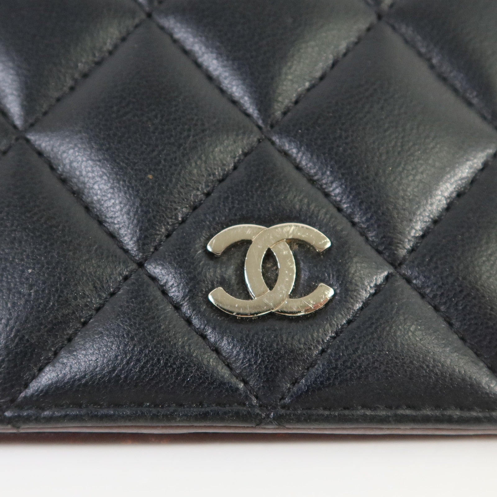 CHANEL 羊皮皮革Long Wallet銀扣長錢包