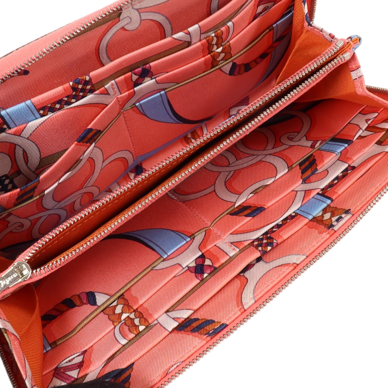 HERMES Epsom皮革Silk In Long Wallet銀扣長錢包