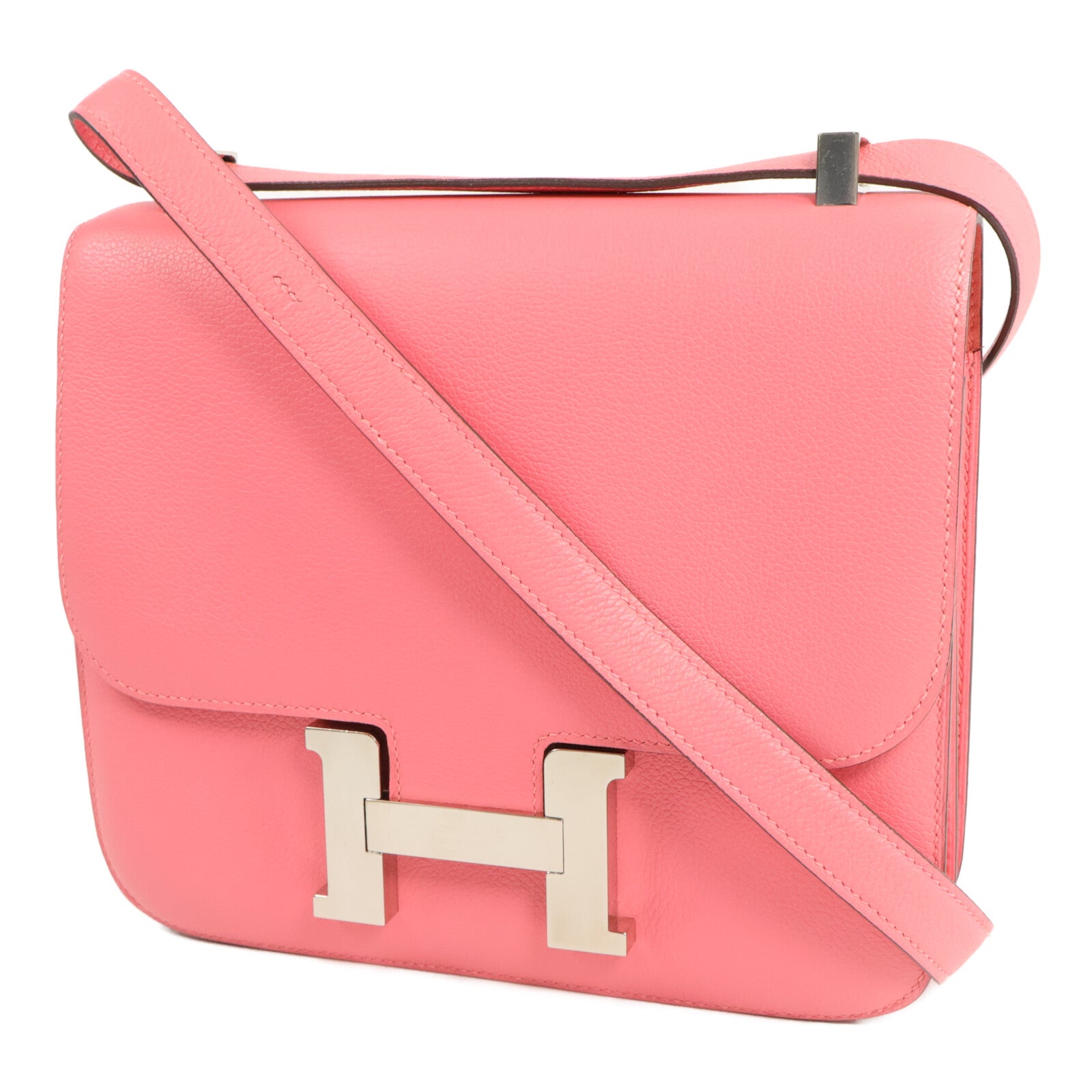 HERMES Evercolor皮革Constance 24肩背袋Rose Azalee
