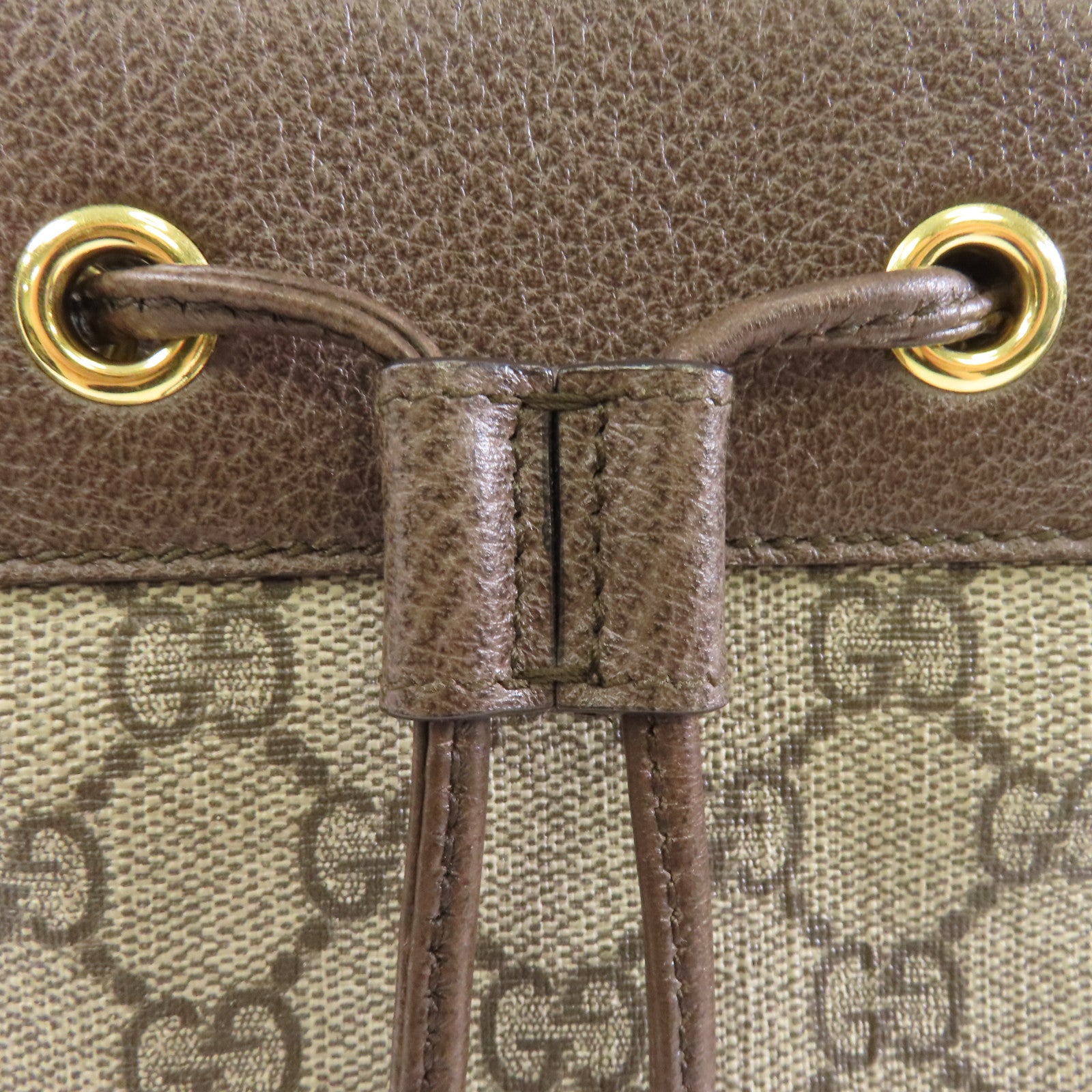 GUCCI 塗層帆布/皮革GG Ophidia Bucket Bag金扣手挽肩背兩用袋啡色