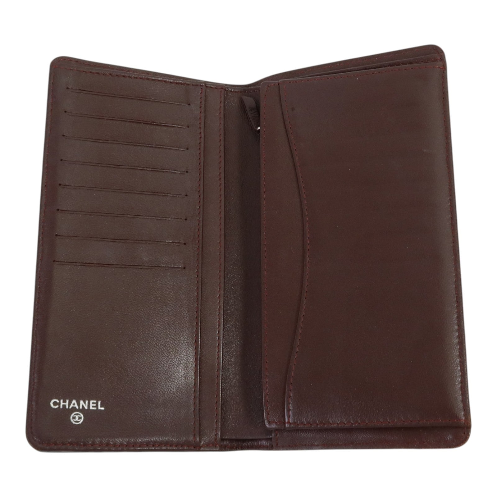 CHANEL 羊皮皮革Long Wallet銀扣長錢包