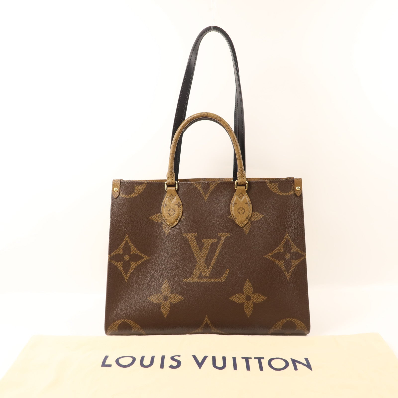 LOUIS VUITTON Monogram Giant On The Go MM金扣手挽肩背兩用袋