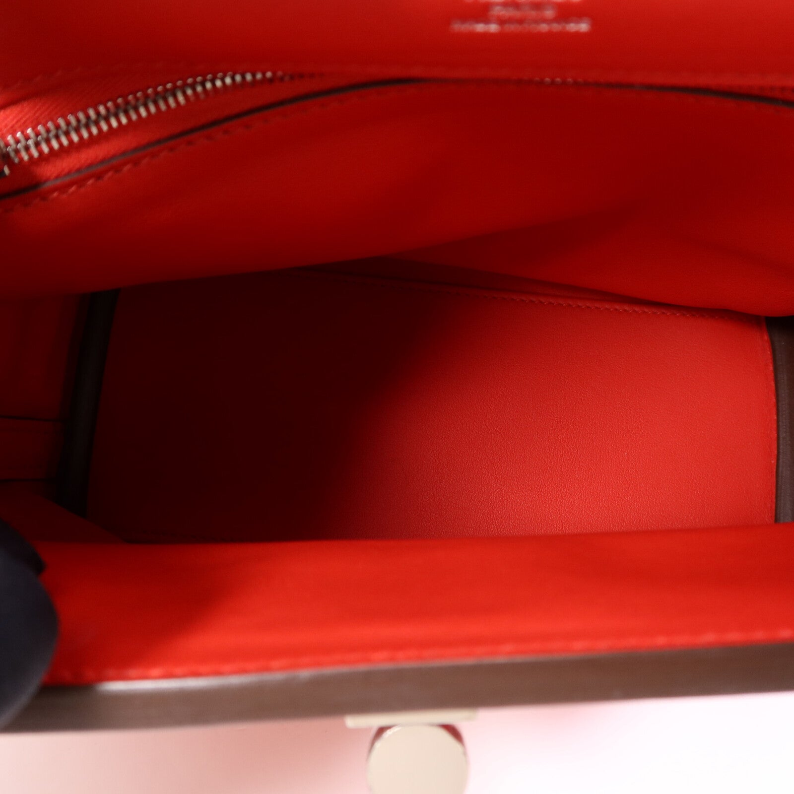HERMES Evercolor/Swift皮革24/24 Mini銀扣手挽肩背兩用袋Rouge Piment
