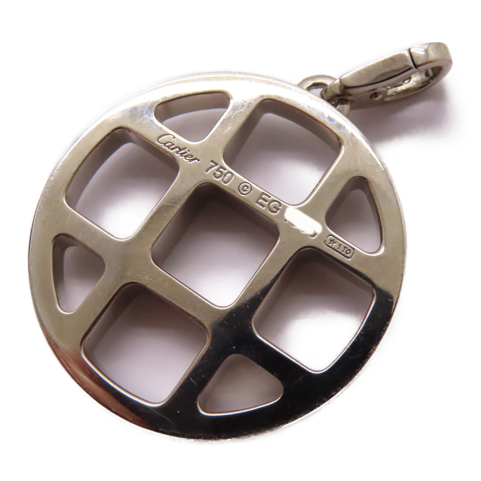 CARTIER 18K白金Pasha Grid Charm掛飾銀色