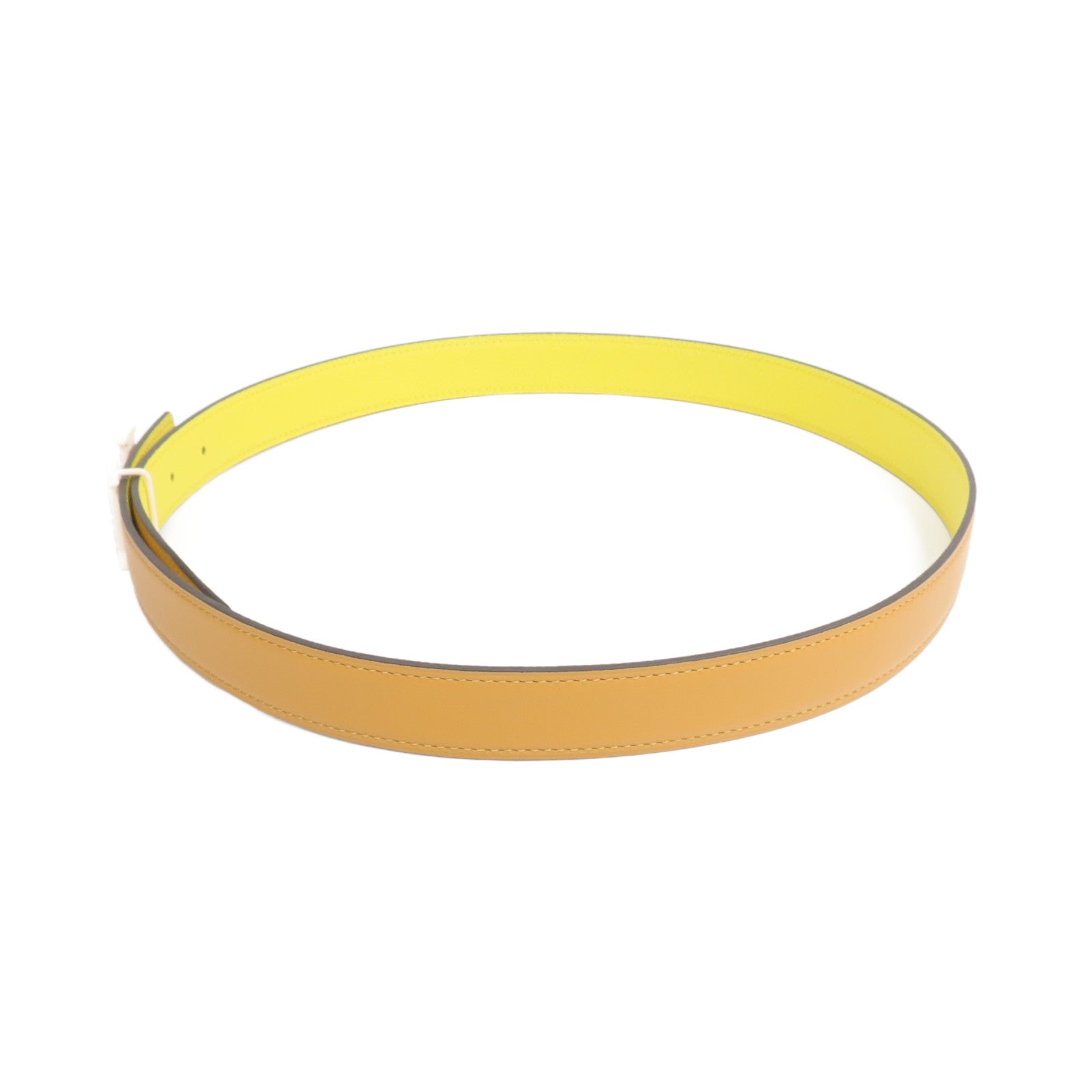 HERMES Swift/Epsom皮革Belt腰帶Biscuit/Jaune Citron