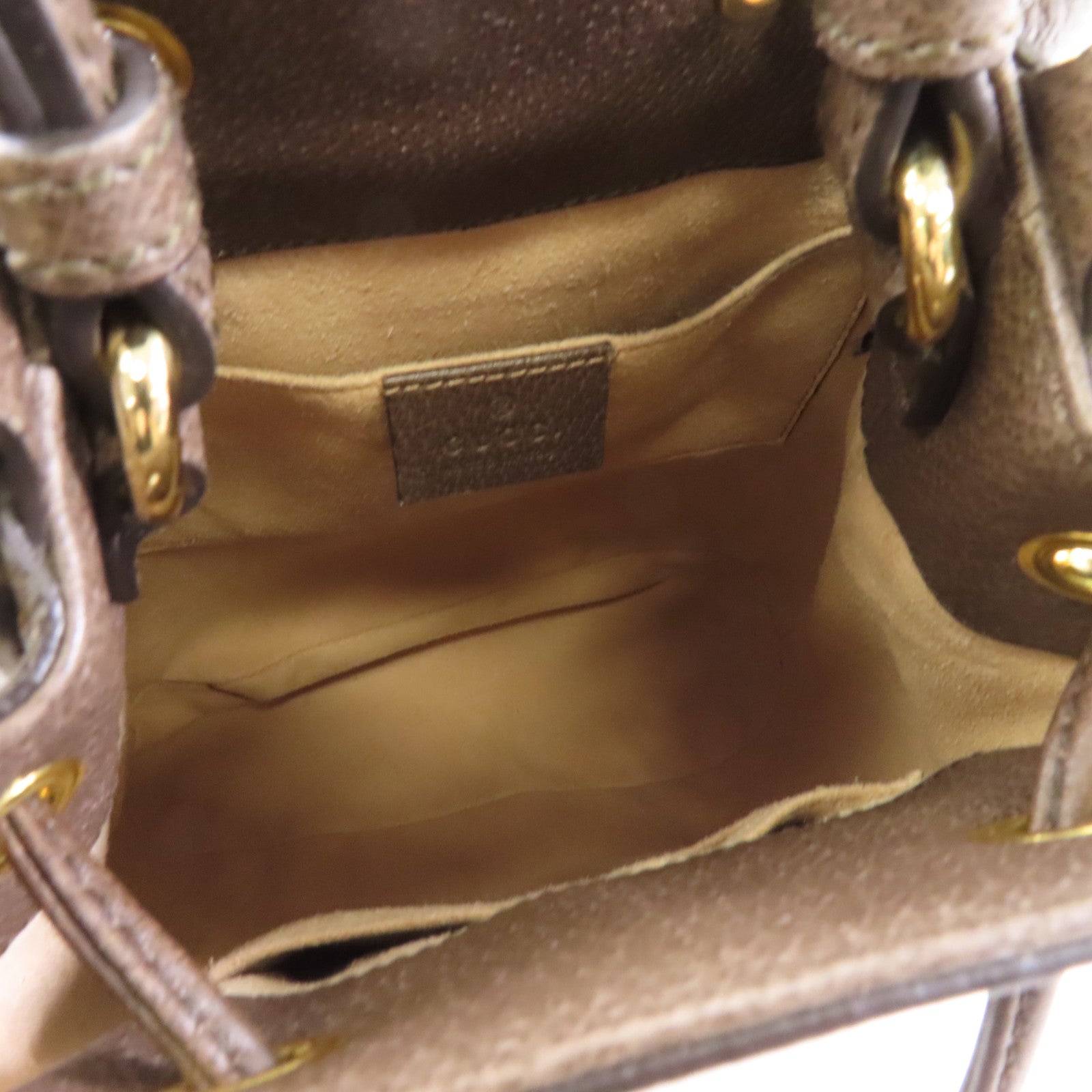 GUCCI 塗層帆布/皮革GG Ophidia Bucket Bag金扣手挽肩背兩用袋啡色